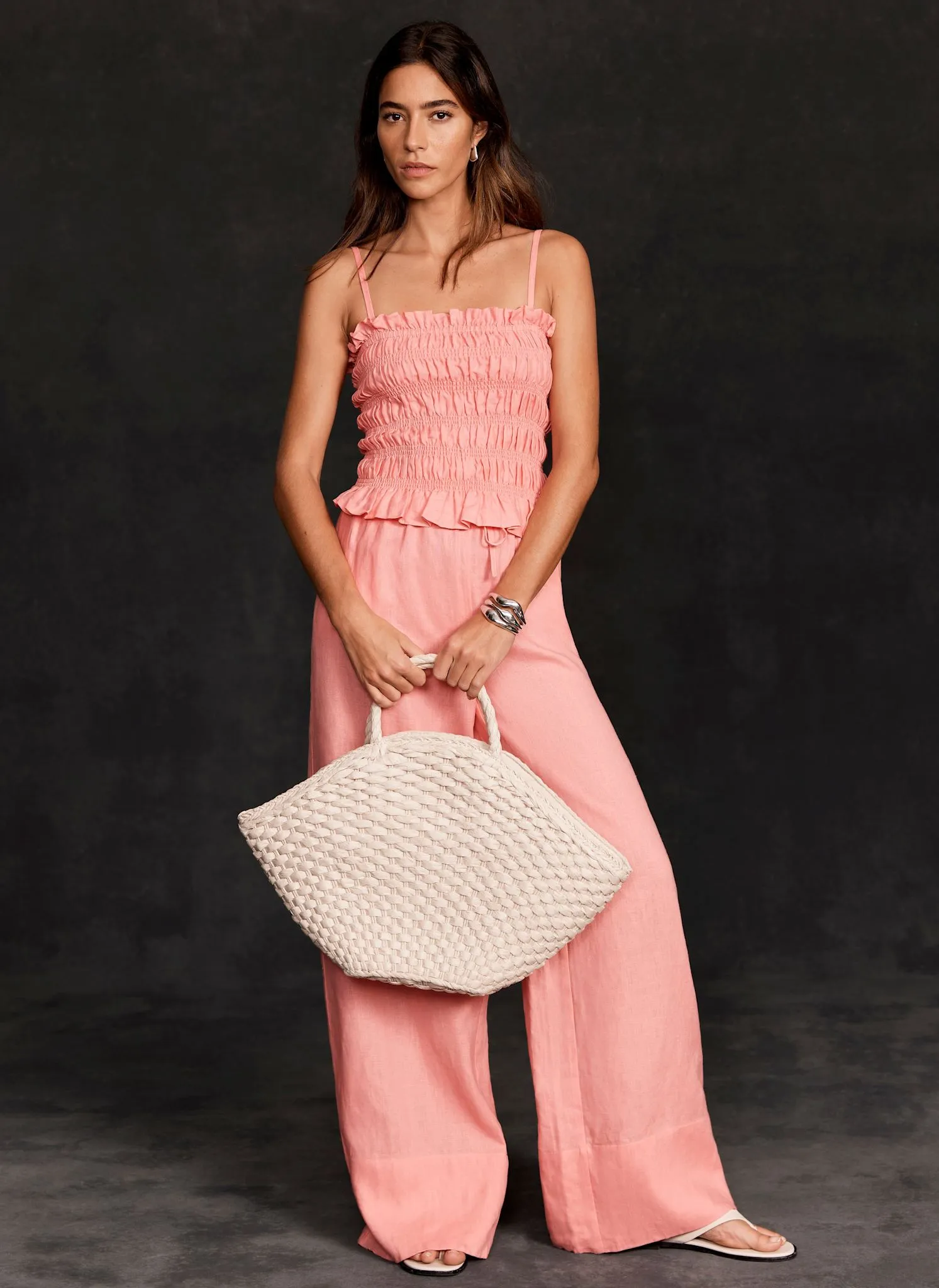 Pink Linen Wide Leg Trousers sold by Mint Velvet product image thumbnail 3