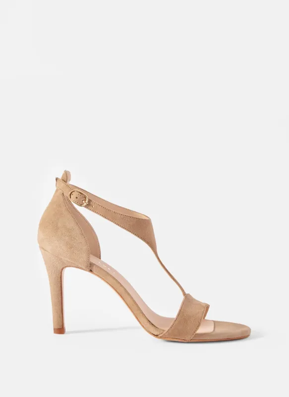 Tina Neutral Suede Strap Heels sold by Mint Velvet