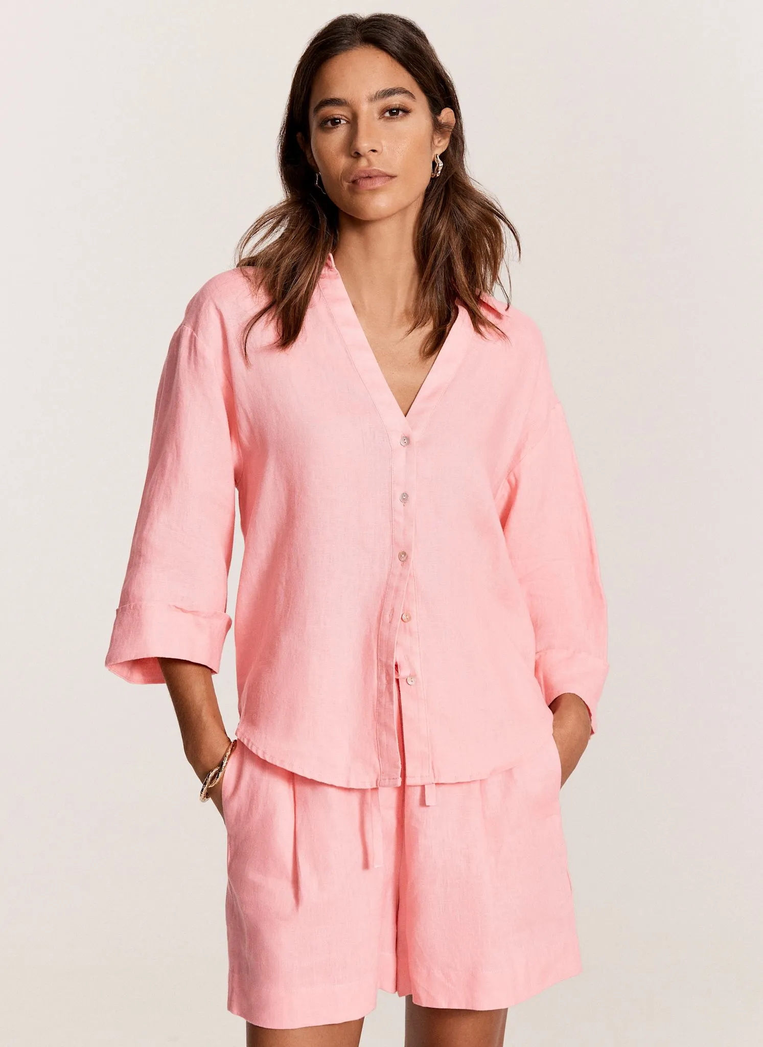 Pink Drawstring Linen Shorts sold by Mint Velvet product image thumbnail 2