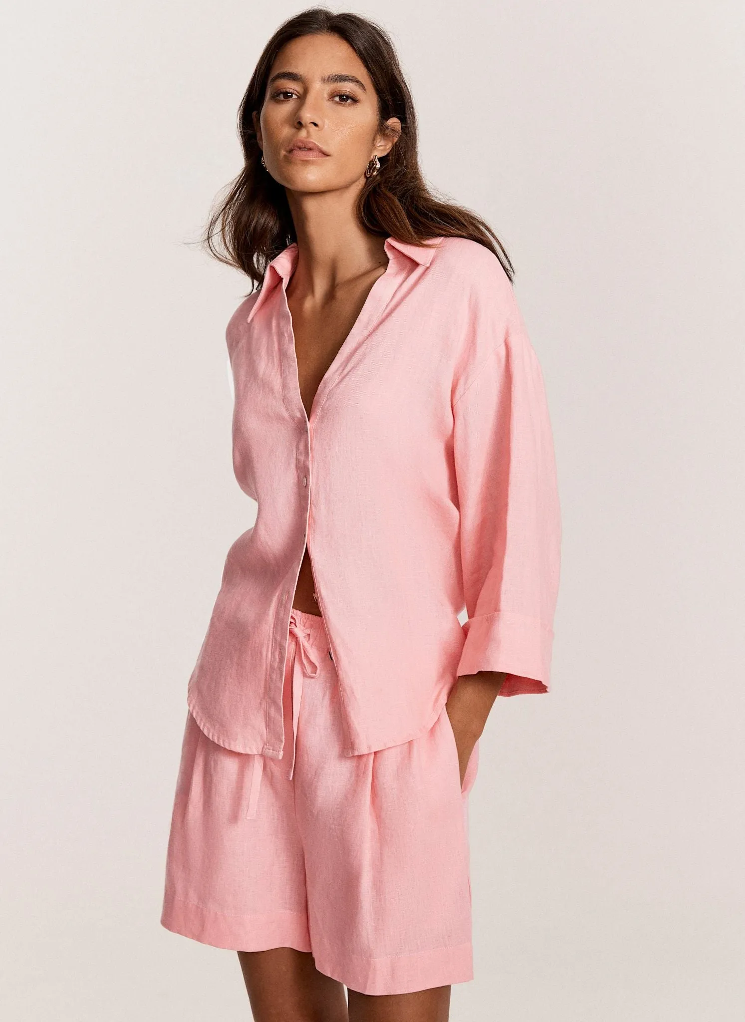 Pink Drawstring Linen Shorts sold by Mint Velvet