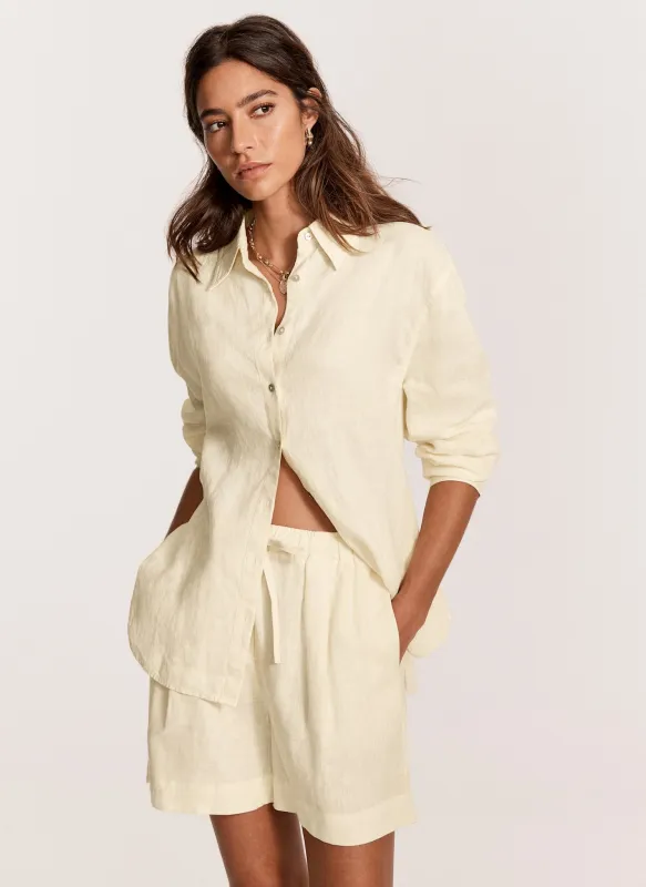 Yellow Drawstring Linen Shorts sold by Mint Velvet