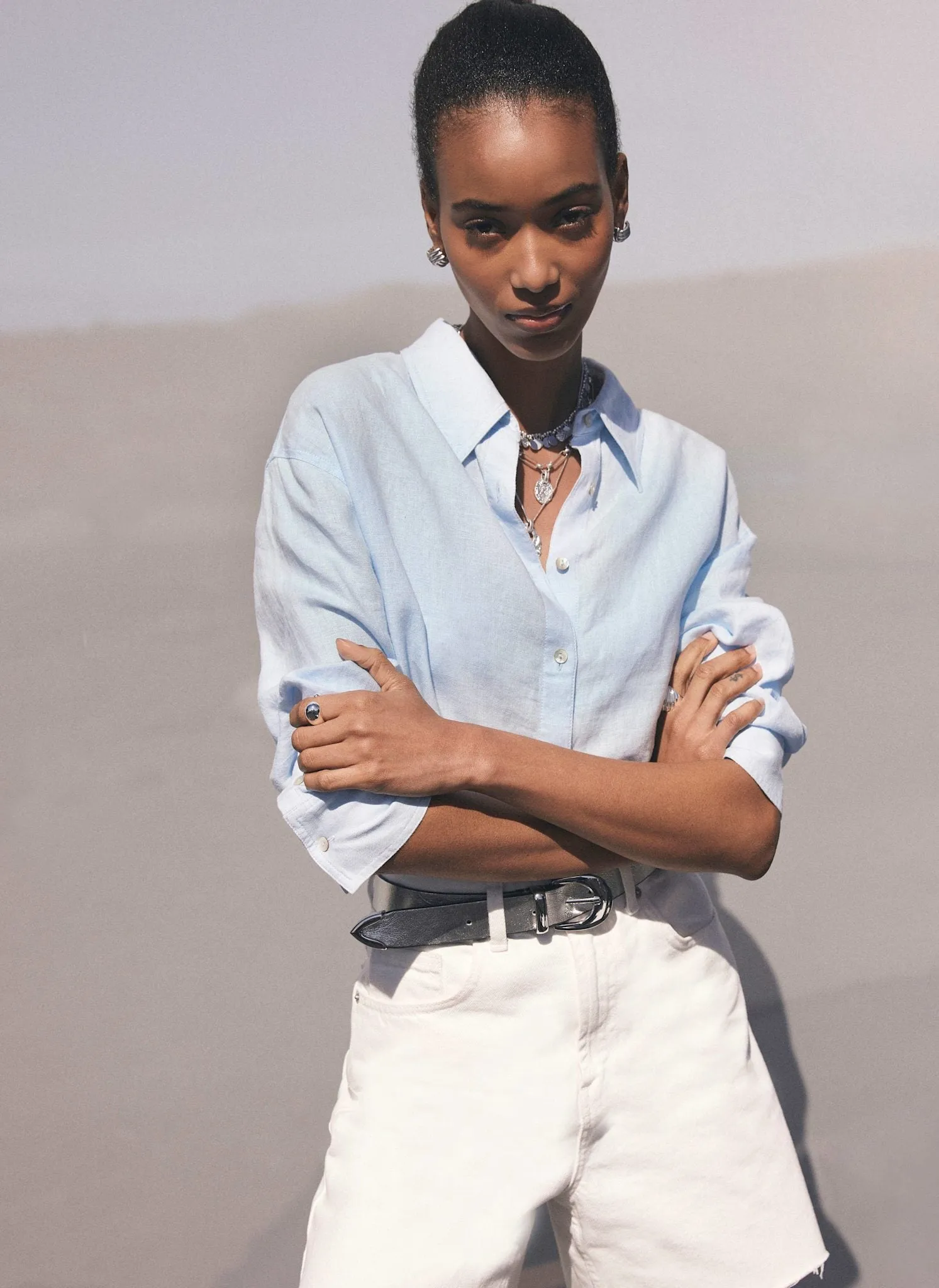 Blue Linen Long Sleeve Shirt sold by Mint Velvet product image thumbnail 4