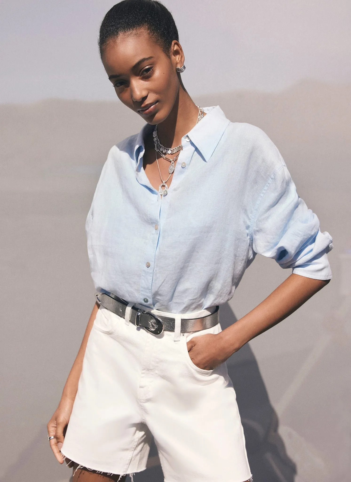 Blue Linen Long Sleeve Shirt sold by Mint Velvet product image thumbnail 2