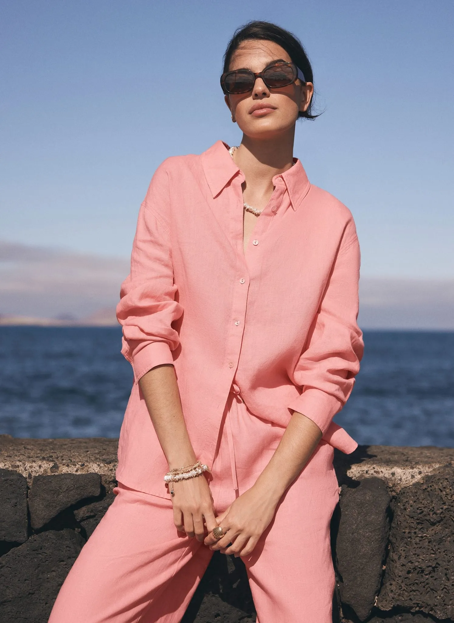 Pink Linen Long Sleeve Shirt sold by Mint Velvet product image thumbnail 2