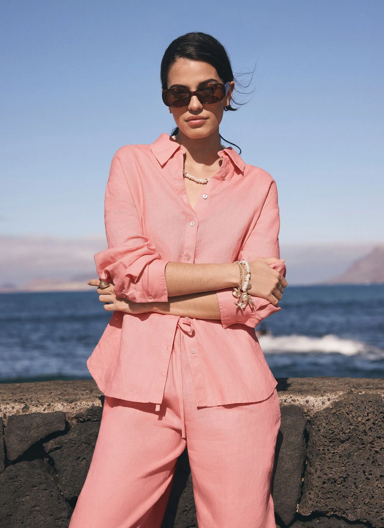 Pink Linen Long Sleeve Shirt sold by Mint Velvet product image thumbnail 5