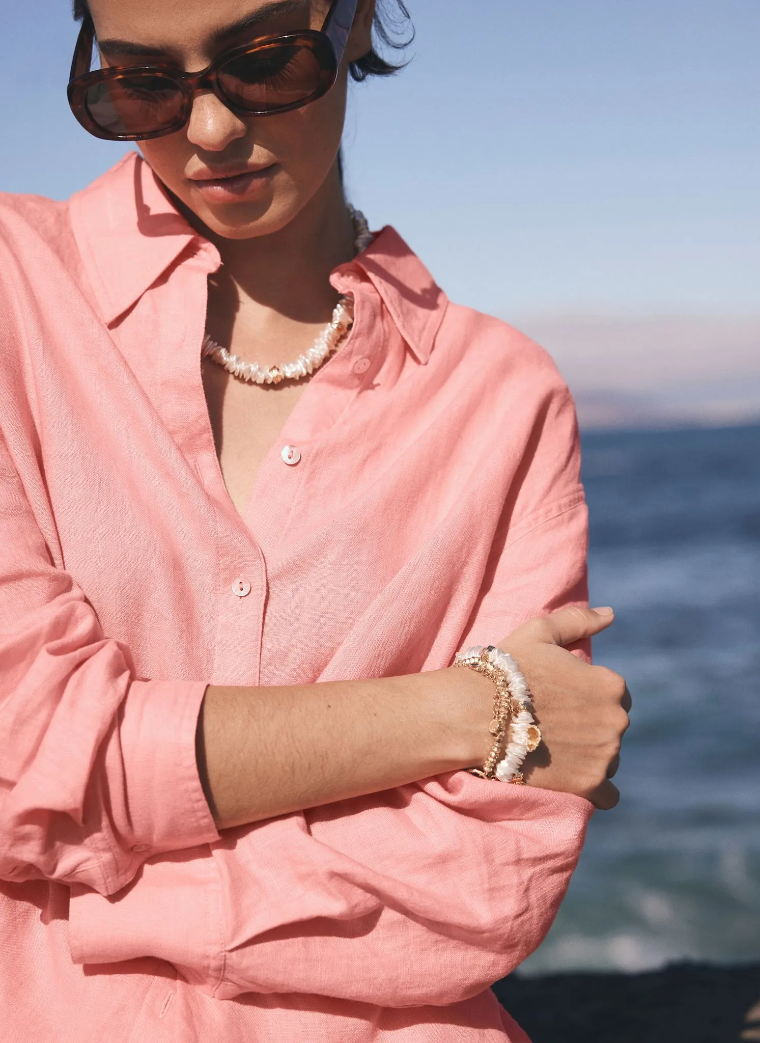 Pink Linen Long Sleeve Shirt sold by Mint Velvet product image thumbnail 3