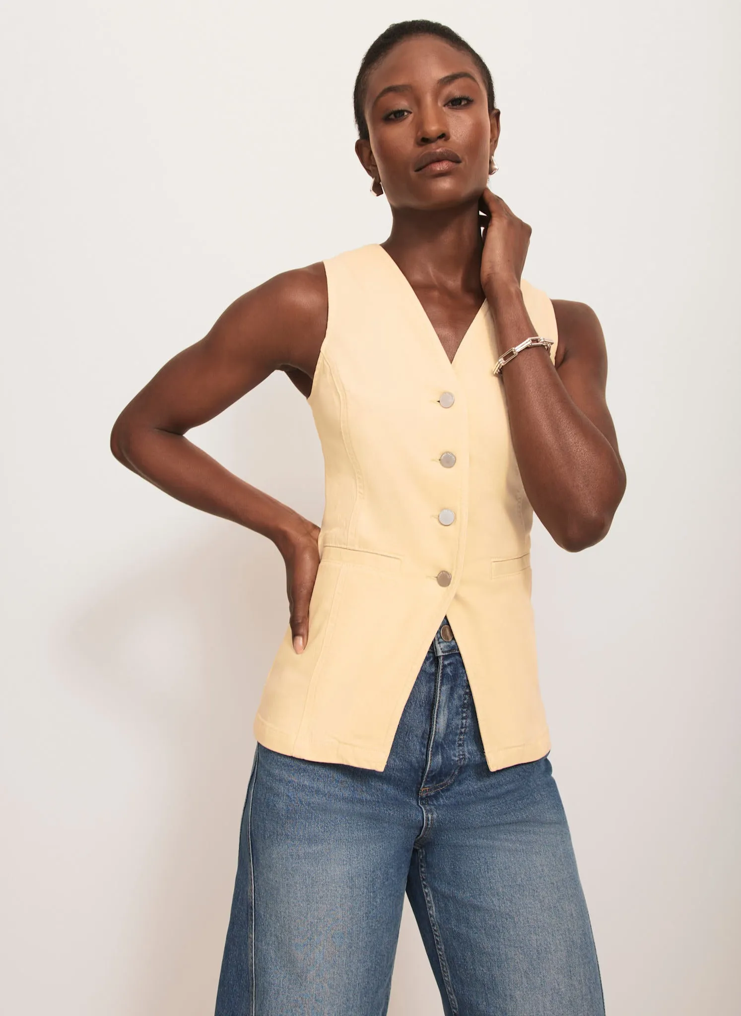 Yellow Denim Waistcoat sold by Mint Velvet product image thumbnail 3