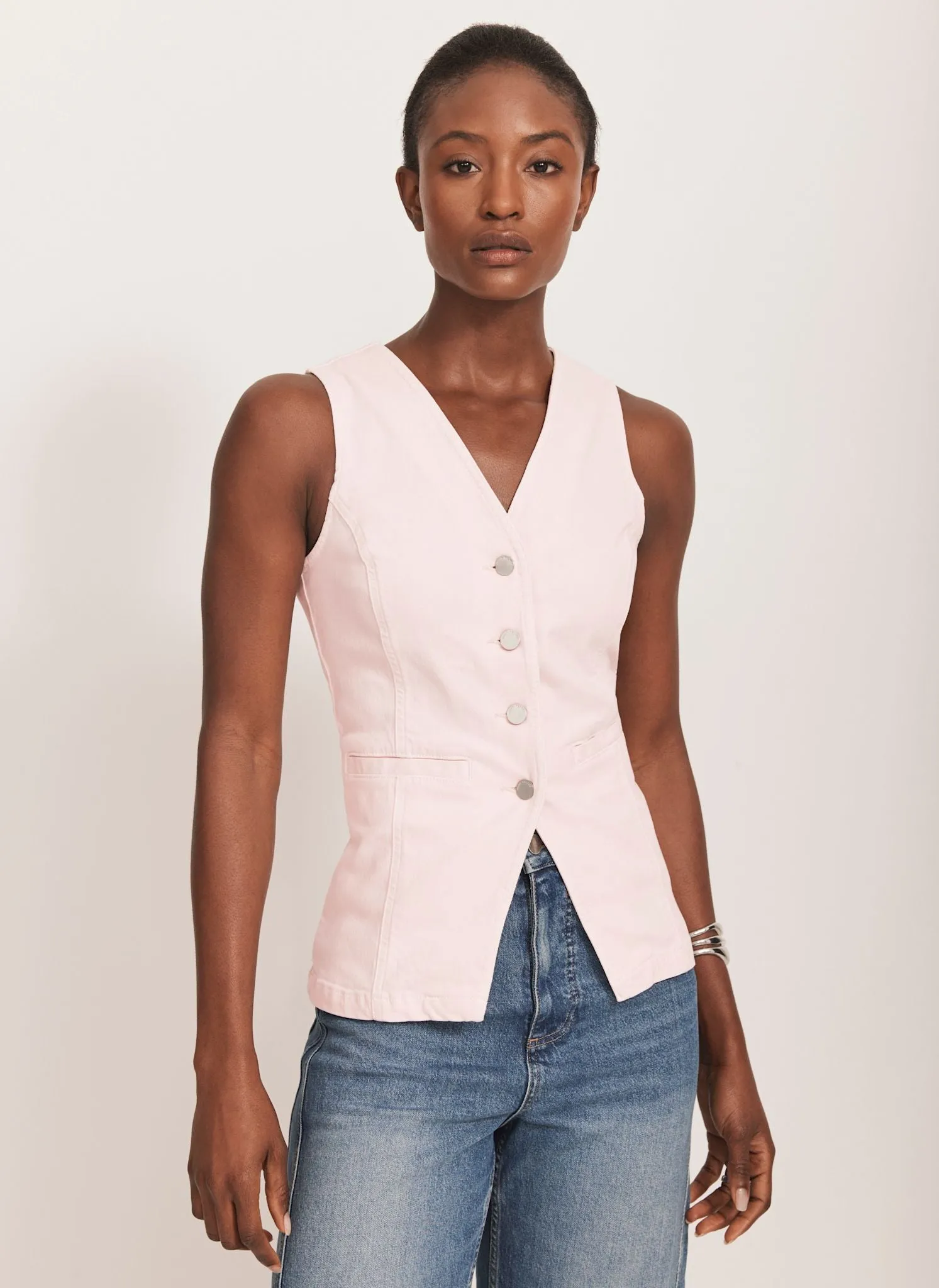 Pink Denim Waistcoat sold by Mint Velvet product image thumbnail 5