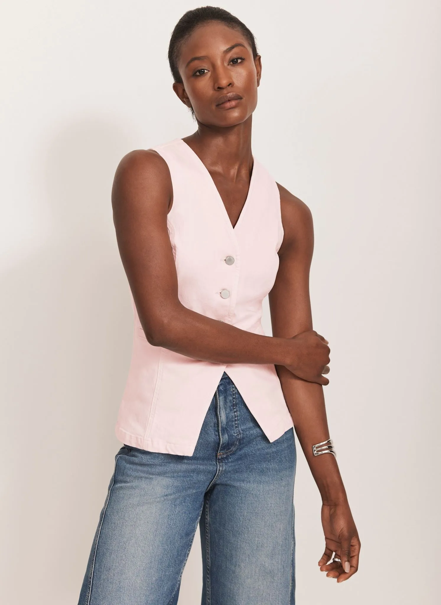 Pink Denim Waistcoat sold by Mint Velvet