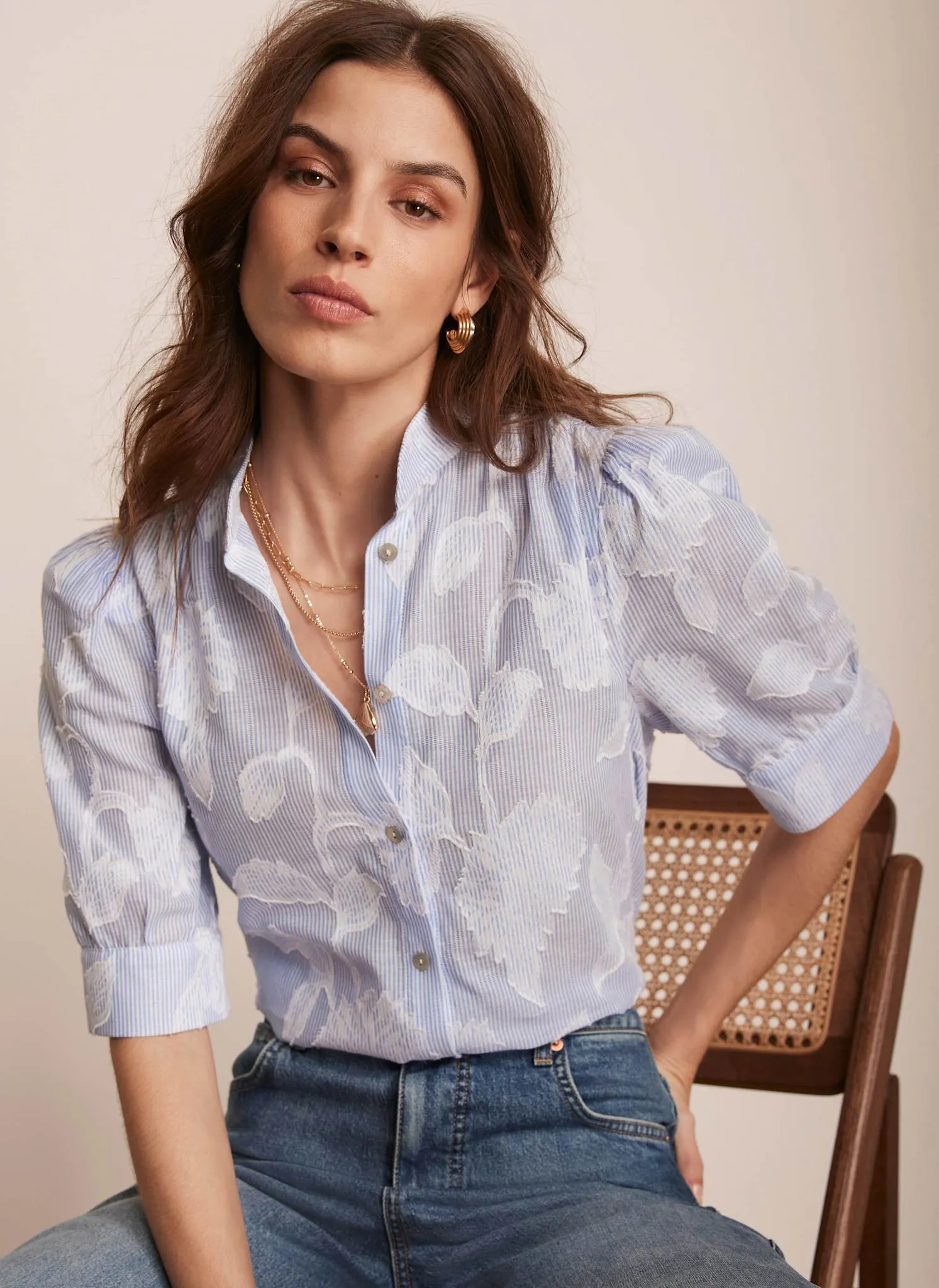 Blue Striped Floral Blouse sold by Mint Velvet product image thumbnail 2