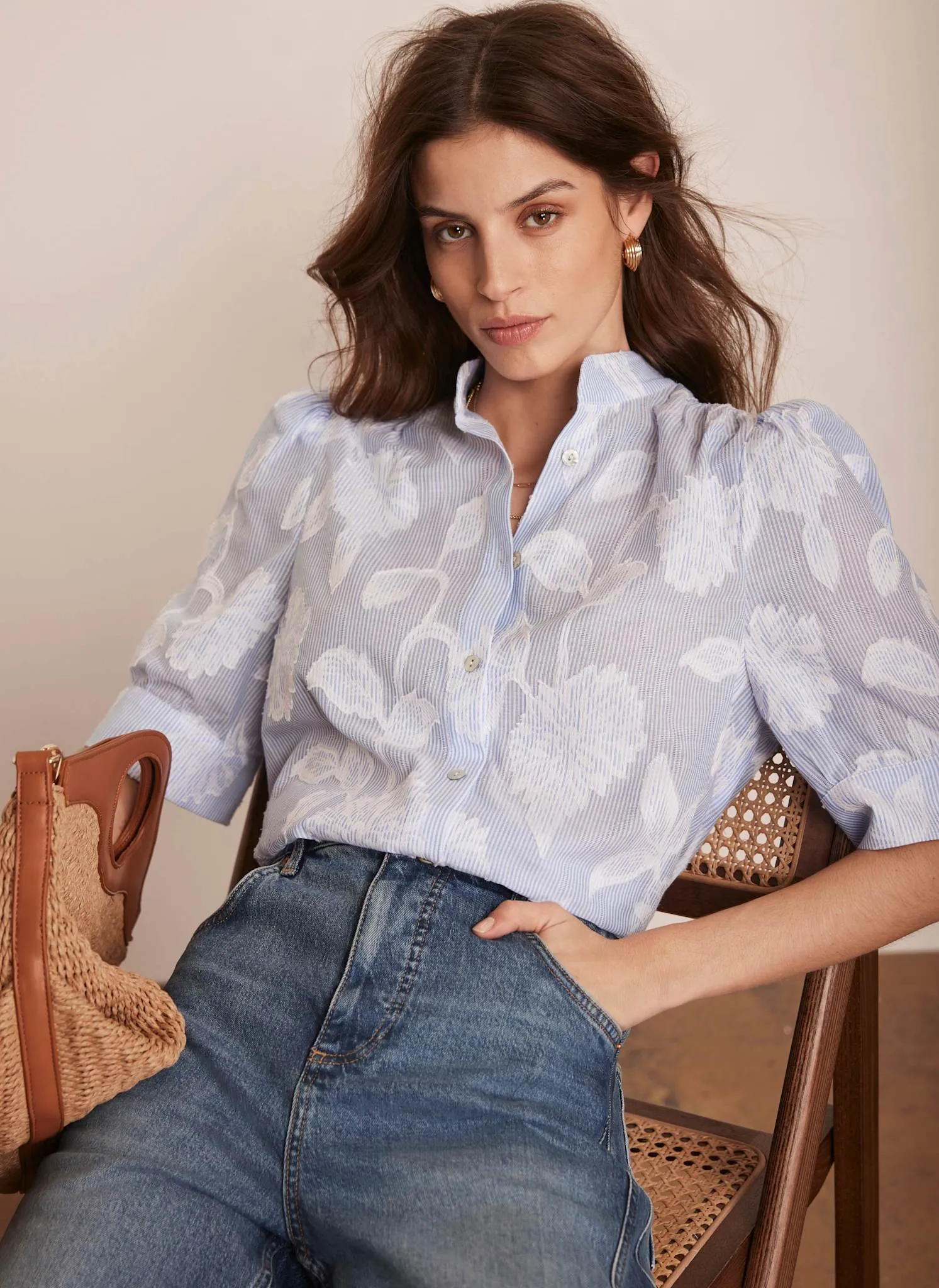 Blue Striped Floral Blouse sold by Mint Velvet