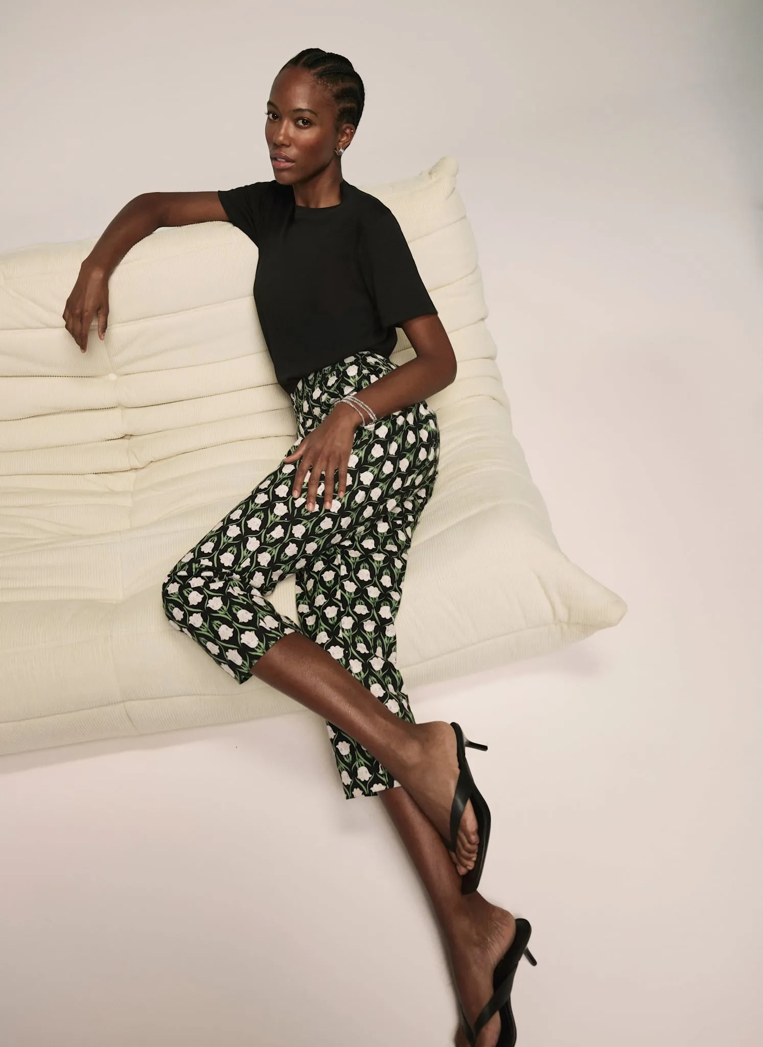 Black Floral Print Capri Trousers sold by Mint Velvet product image thumbnail 2