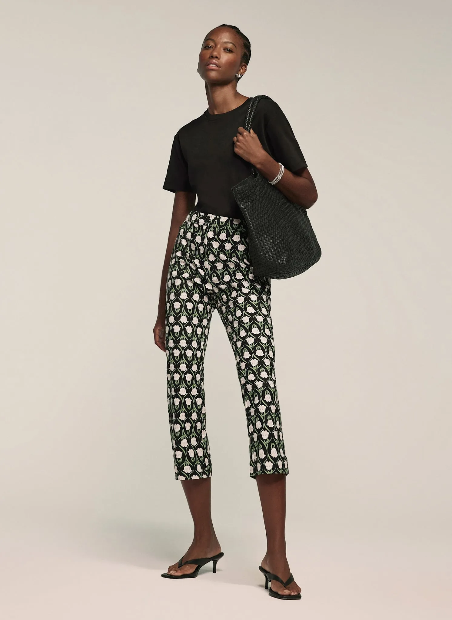 Black Floral Print Capri Trousers sold by Mint Velvet product image thumbnail 3