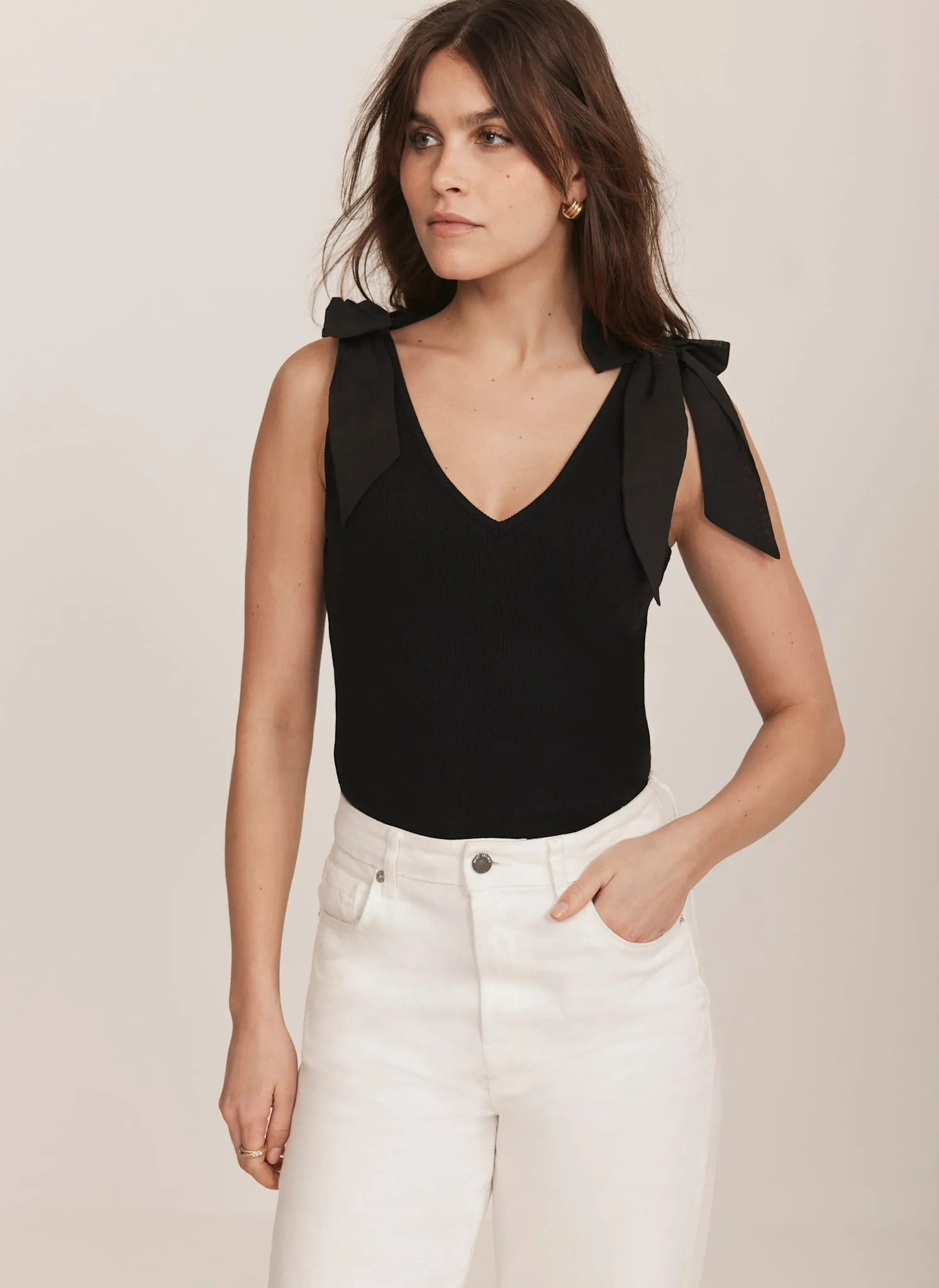 Black Bow Detail Vest sold by Mint Velvet