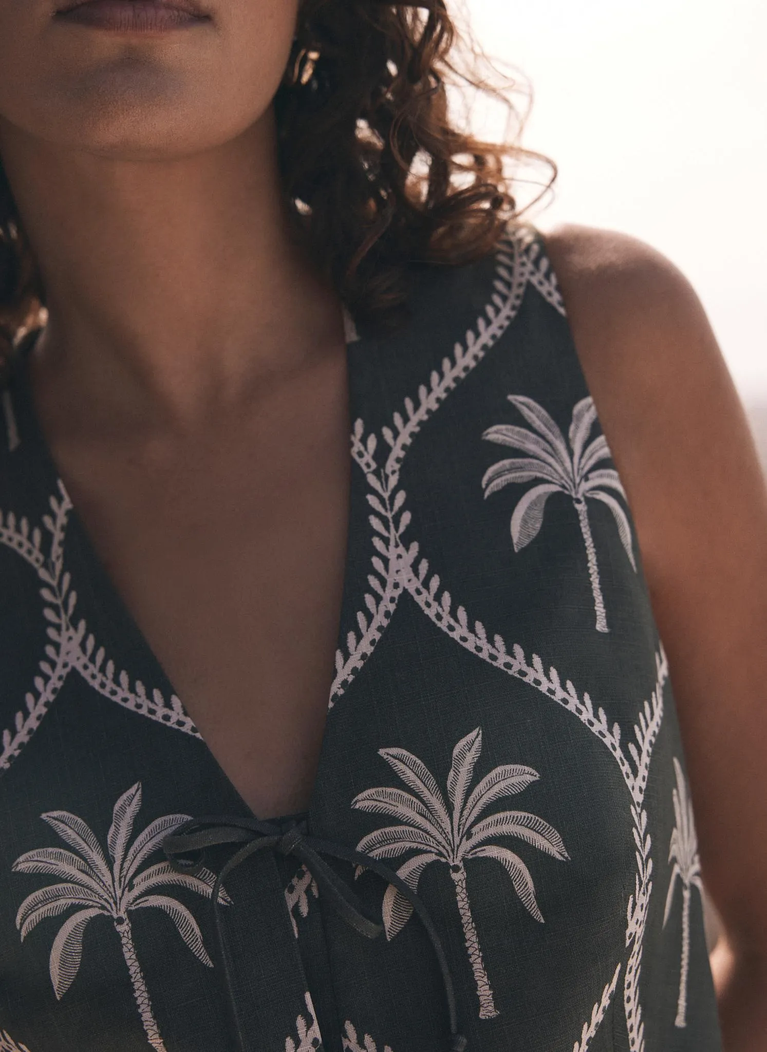 Khaki Palm Print Waistcoat sold by Mint Velvet product image thumbnail 5