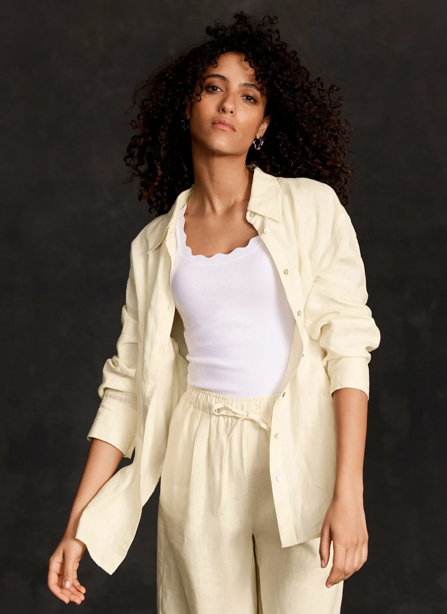 Yellow Linen Long Sleeve Shirt sold by Mint Velvet