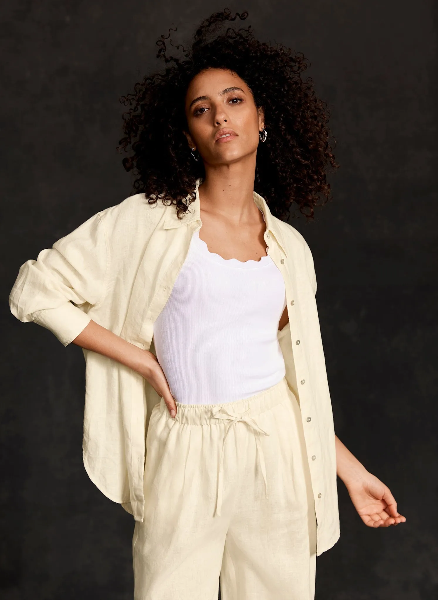 Yellow Linen Long Sleeve Shirt sold by Mint Velvet product image thumbnail 2