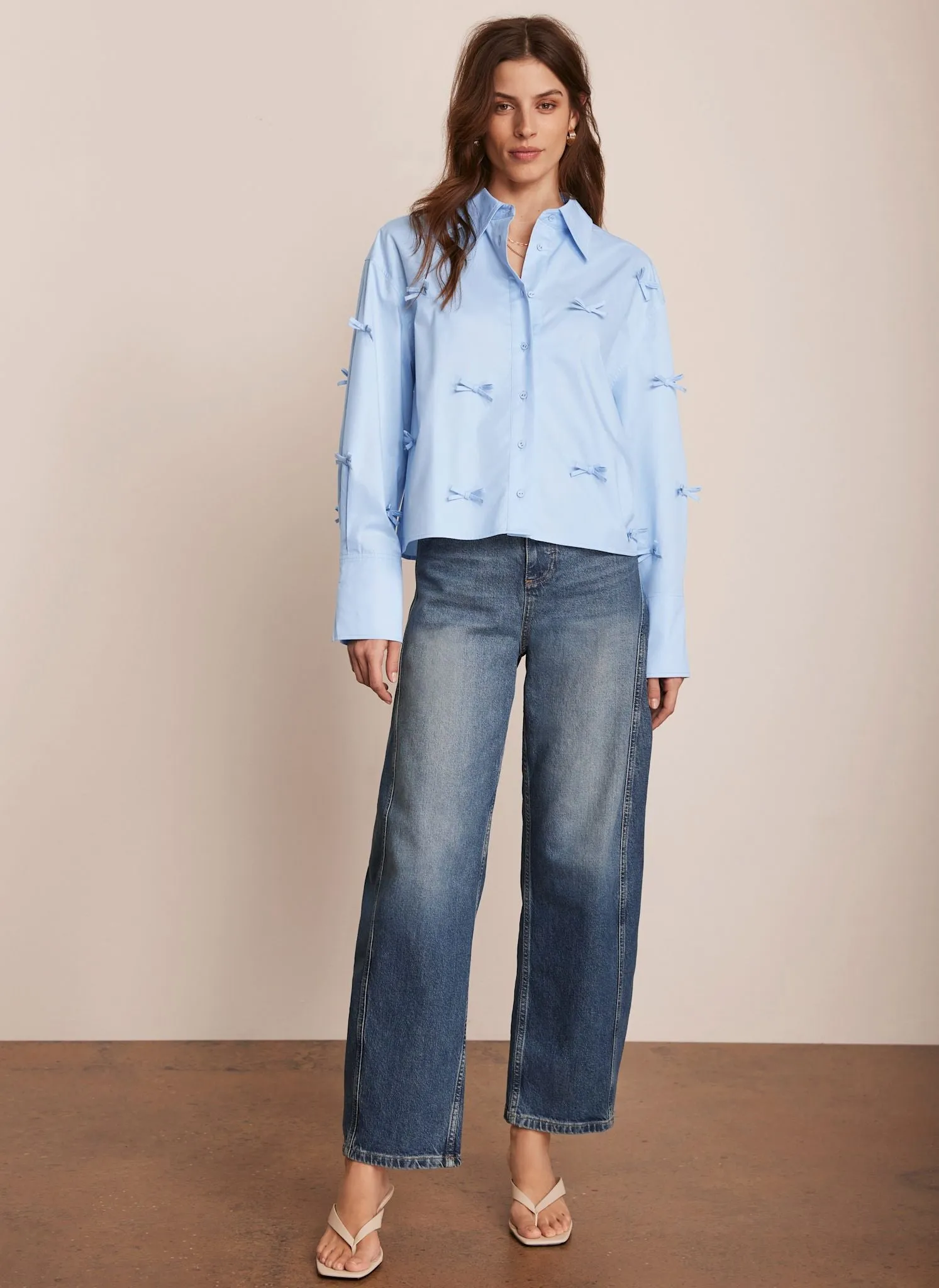 Blue Bow Detail Cropped Shirt sold by Mint Velvet product image thumbnail 5