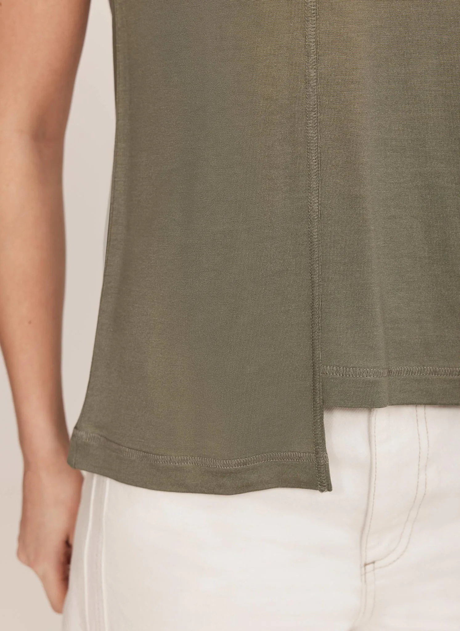 Khaki Sleeveless Jersey Top sold by Mint Velvet product image thumbnail 3