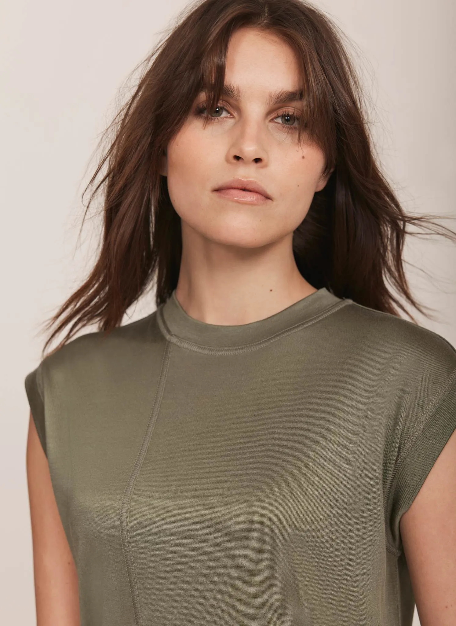 Khaki Sleeveless Jersey Top sold by Mint Velvet product image thumbnail 4