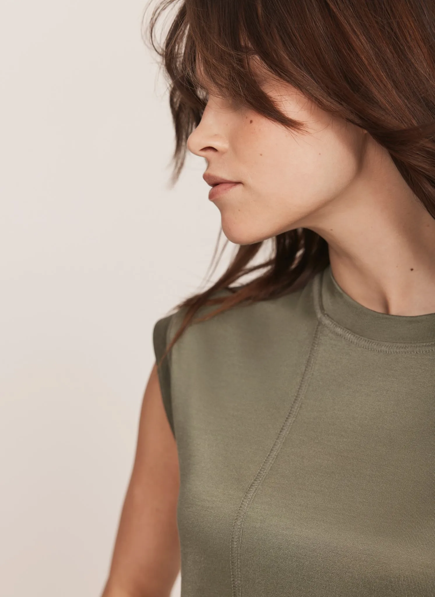 Khaki Sleeveless Jersey Top sold by Mint Velvet product image thumbnail 5