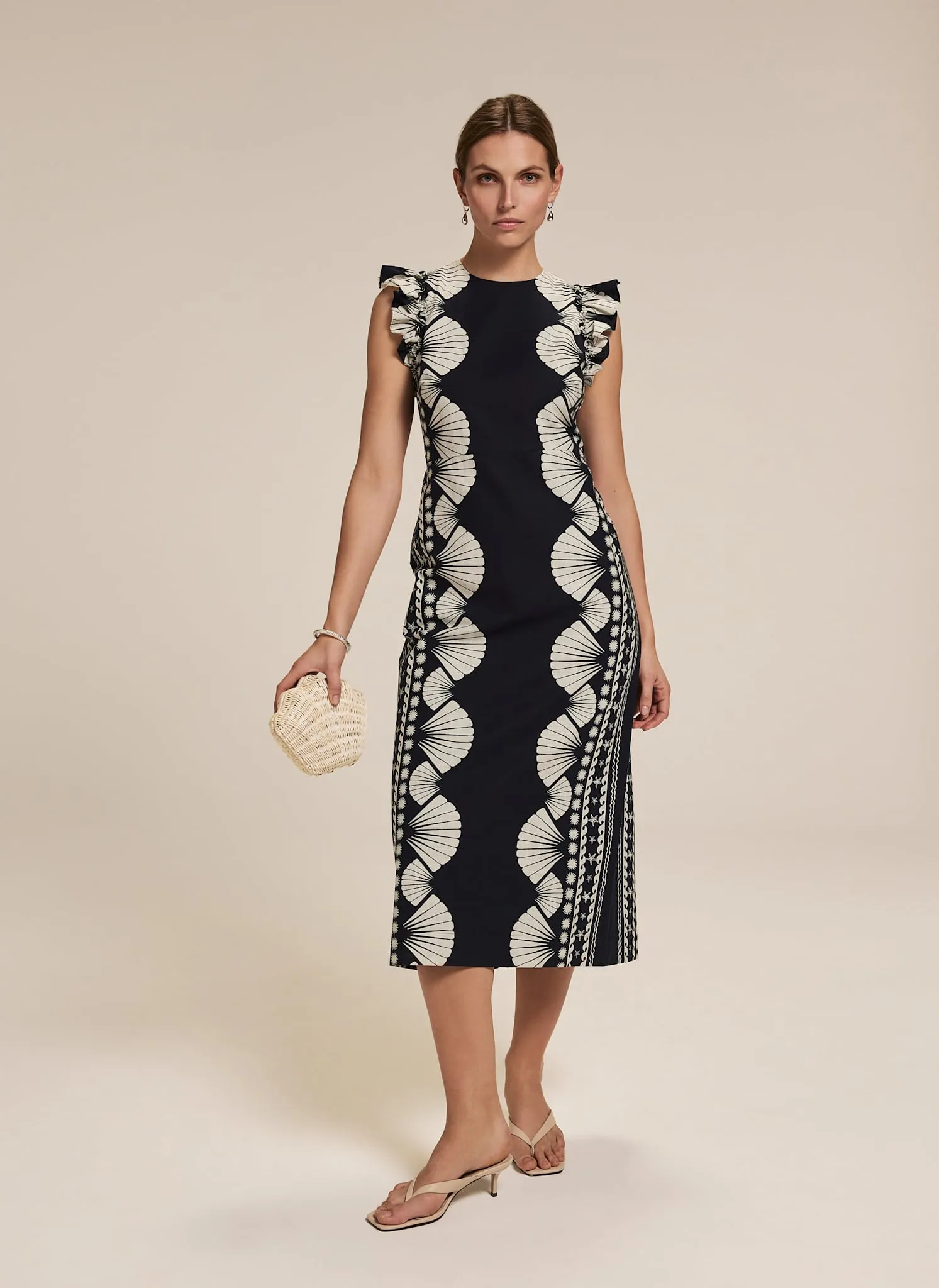 Navy Shell Print Midi Dress sold by Mint Velvet product image thumbnail 2