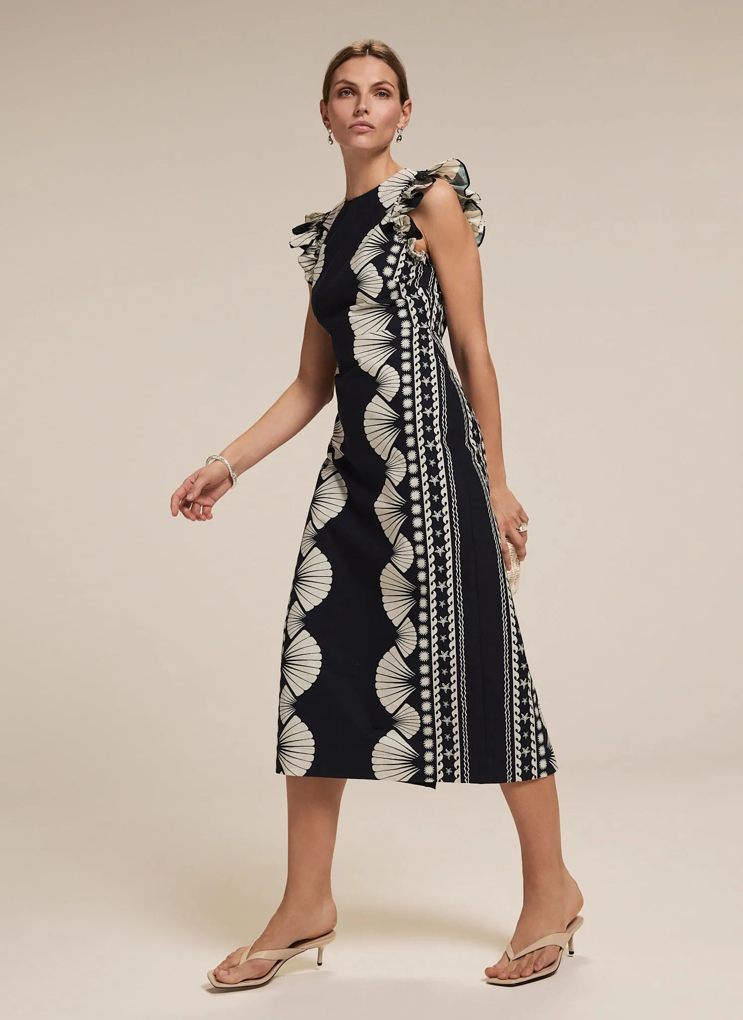 Navy Shell Print Midi Dress sold by Mint Velvet product image thumbnail 5