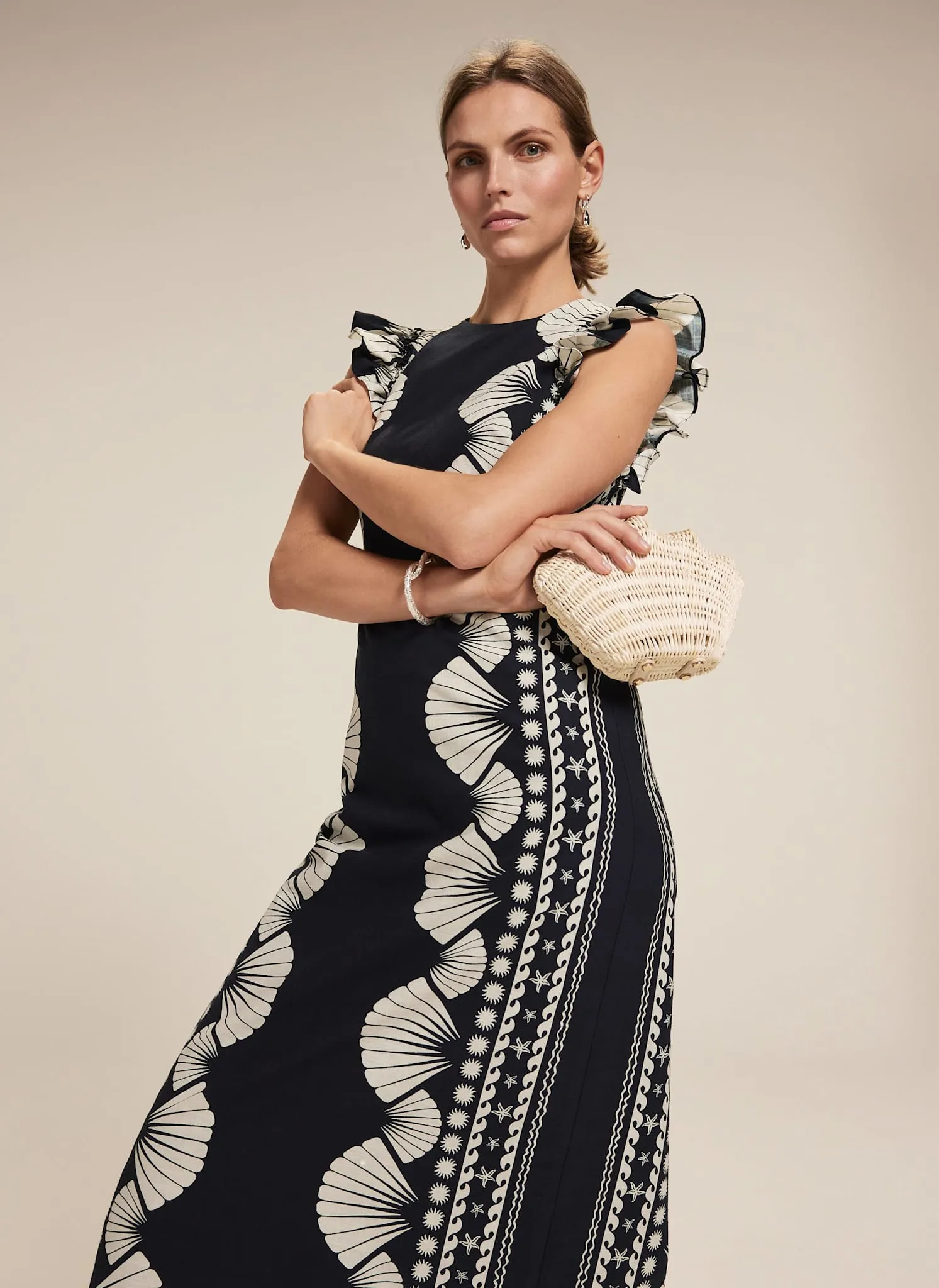 Navy Shell Print Midi Dress sold by Mint Velvet product image thumbnail 3