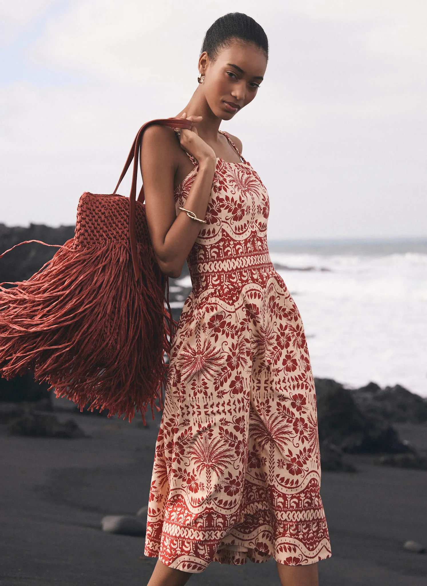 Red Palm Print Midi Dress sold by Mint Velvet product image thumbnail 3