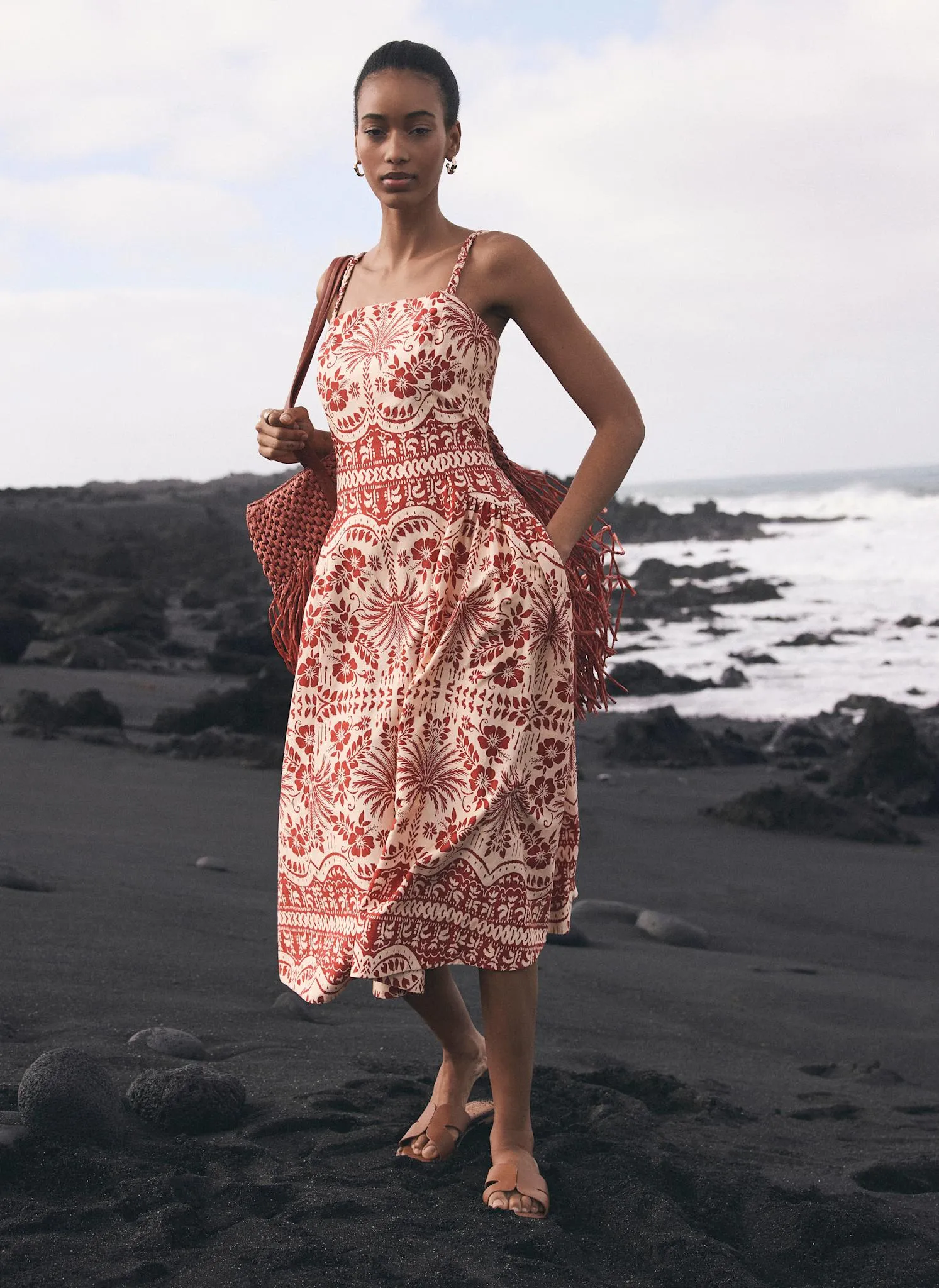 Red Palm Print Midi Dress sold by Mint Velvet product image thumbnail 4
