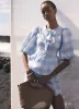 Blue Gingham Linen Top sold by Mint Velvet