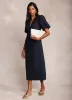 Navy Puff Sleeve Midi Dress sold by Mint Velvet