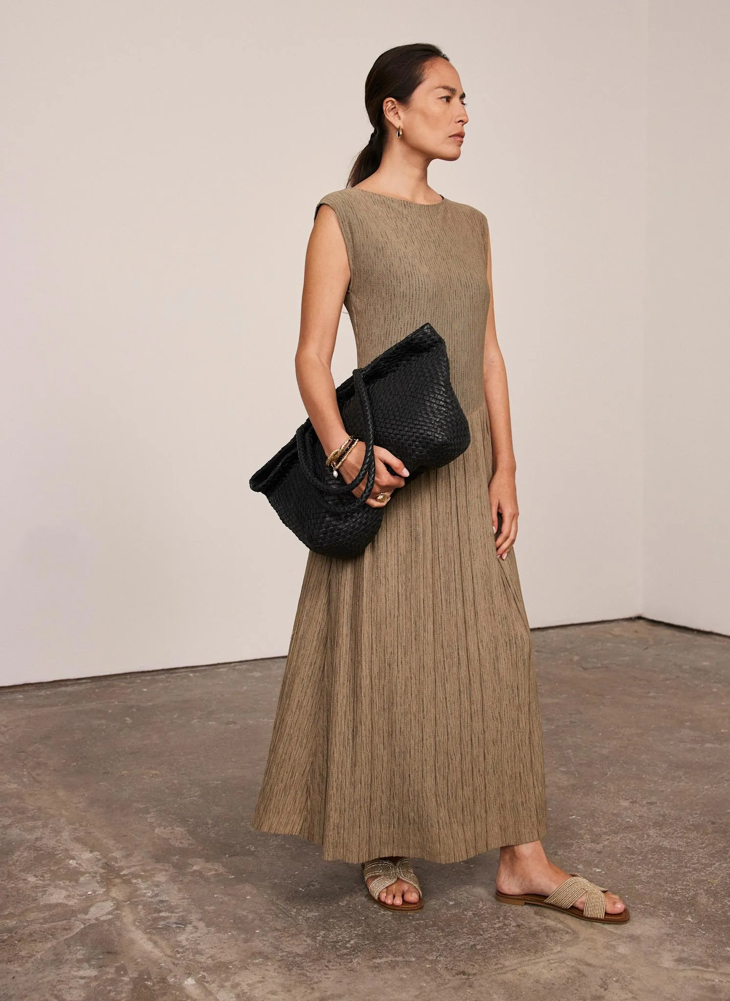 Khaki Jersey Asymmetric Maxi Dress sold by Mint Velvet product image thumbnail 2