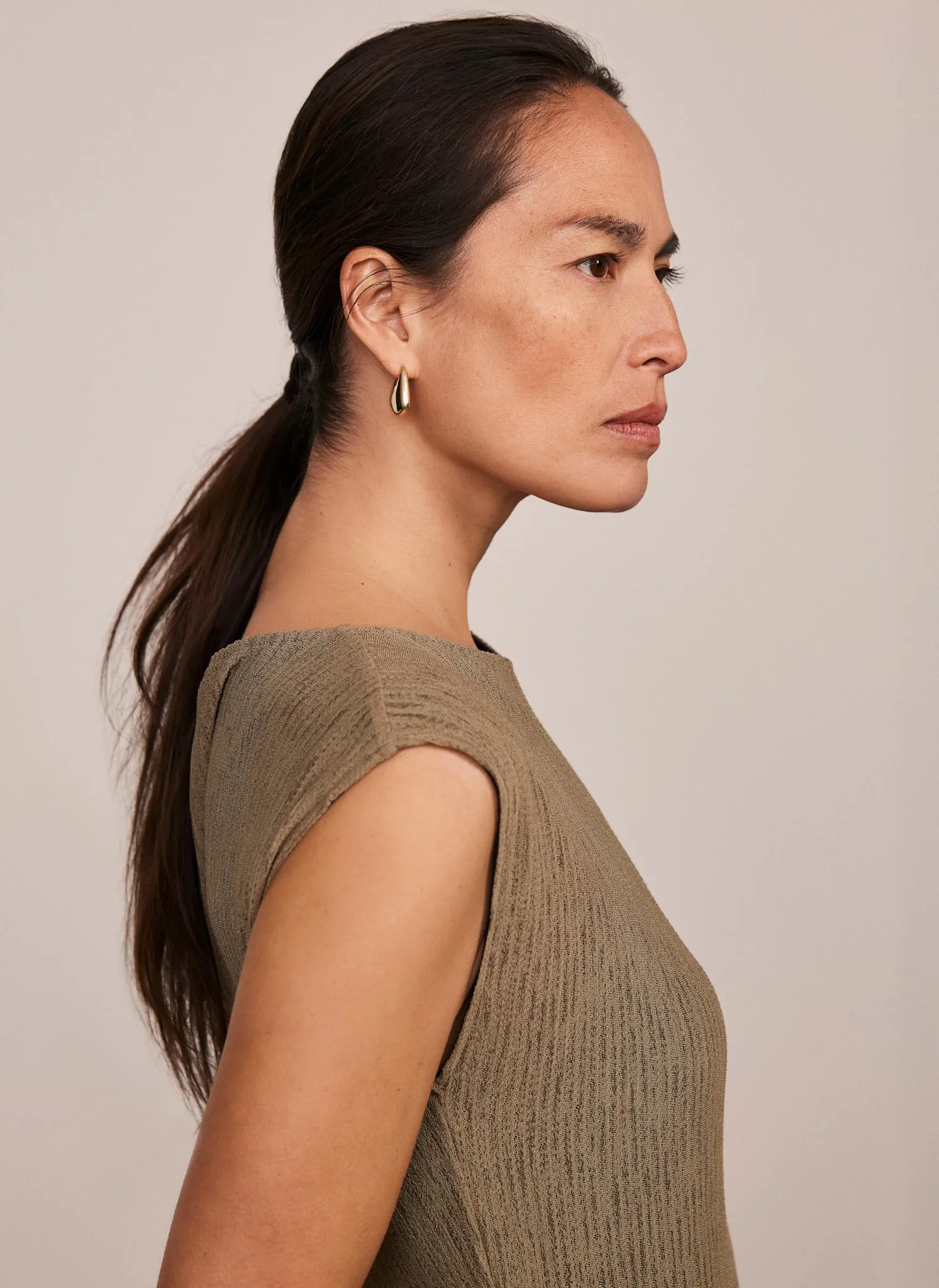 Khaki Jersey Asymmetric Maxi Dress sold by Mint Velvet product image thumbnail 4