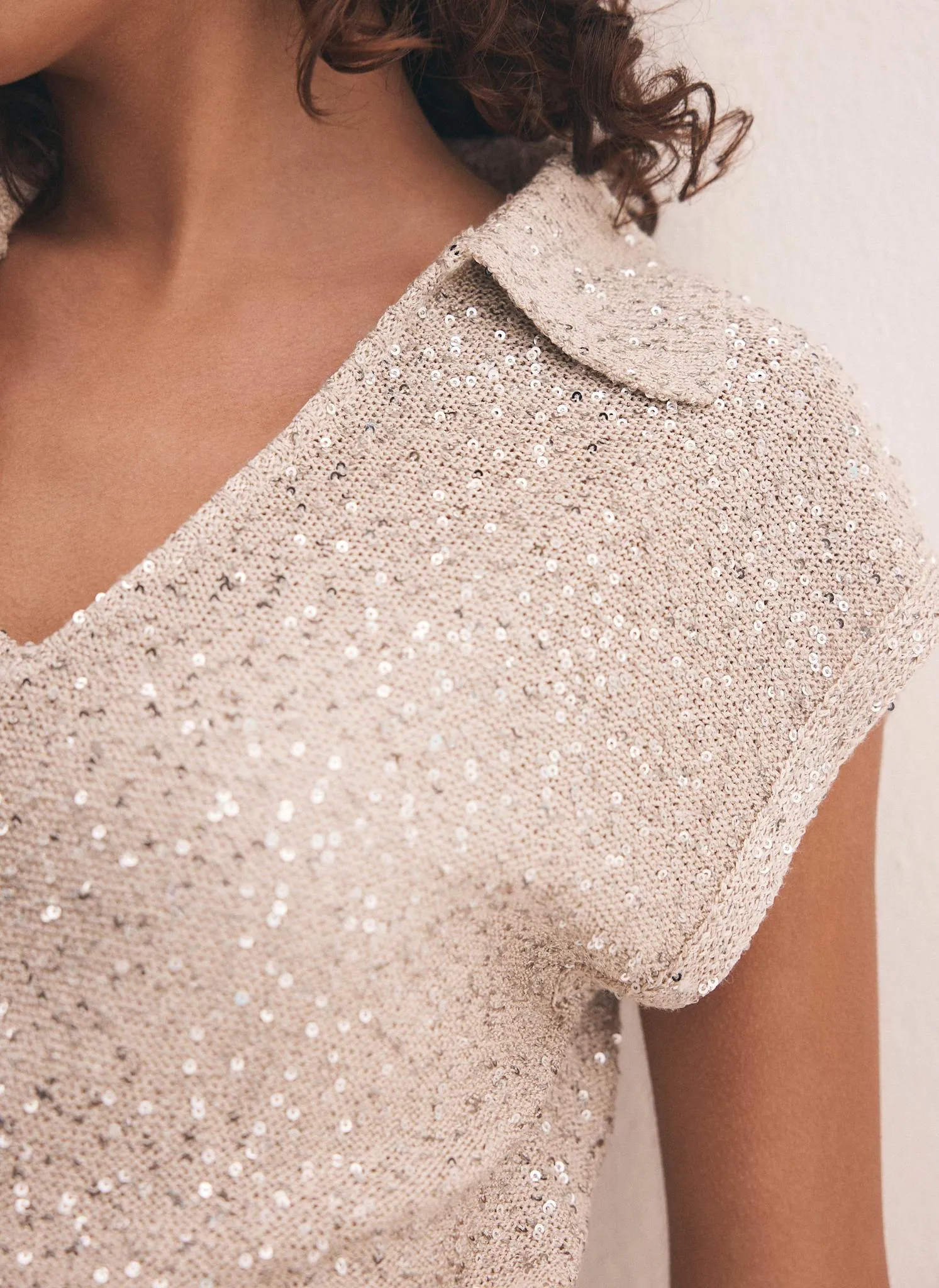 Neutral Sequin Knit Midi Dress sold by Mint Velvet product image thumbnail 4