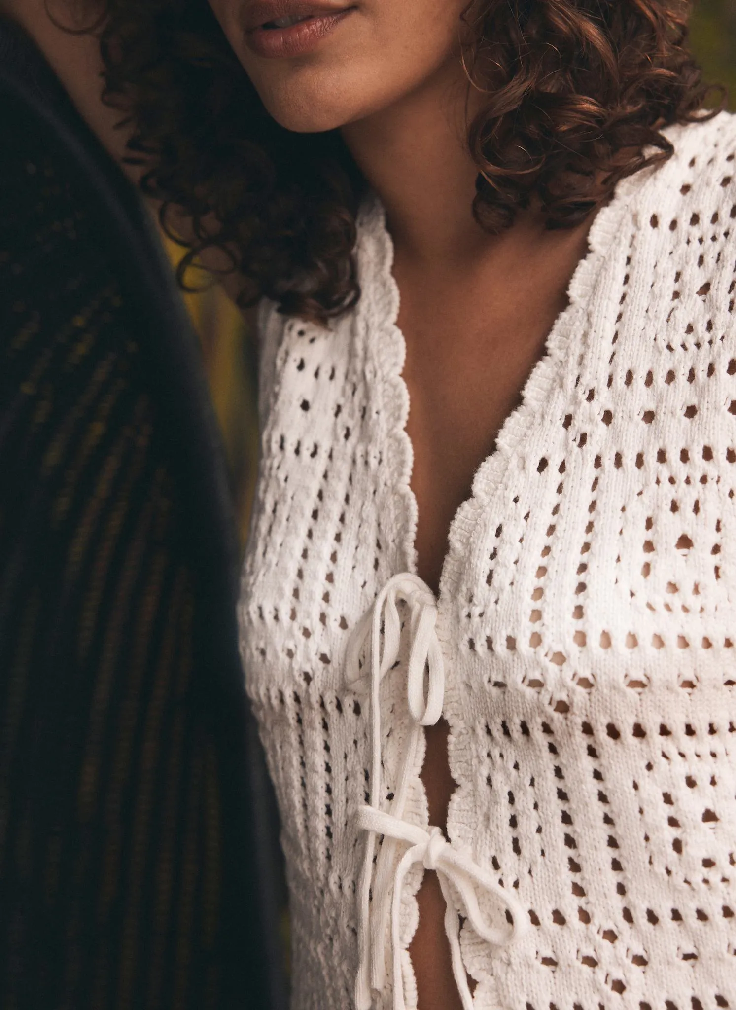 White Crochet Tie Waistcoat sold by Mint Velvet product image thumbnail 5