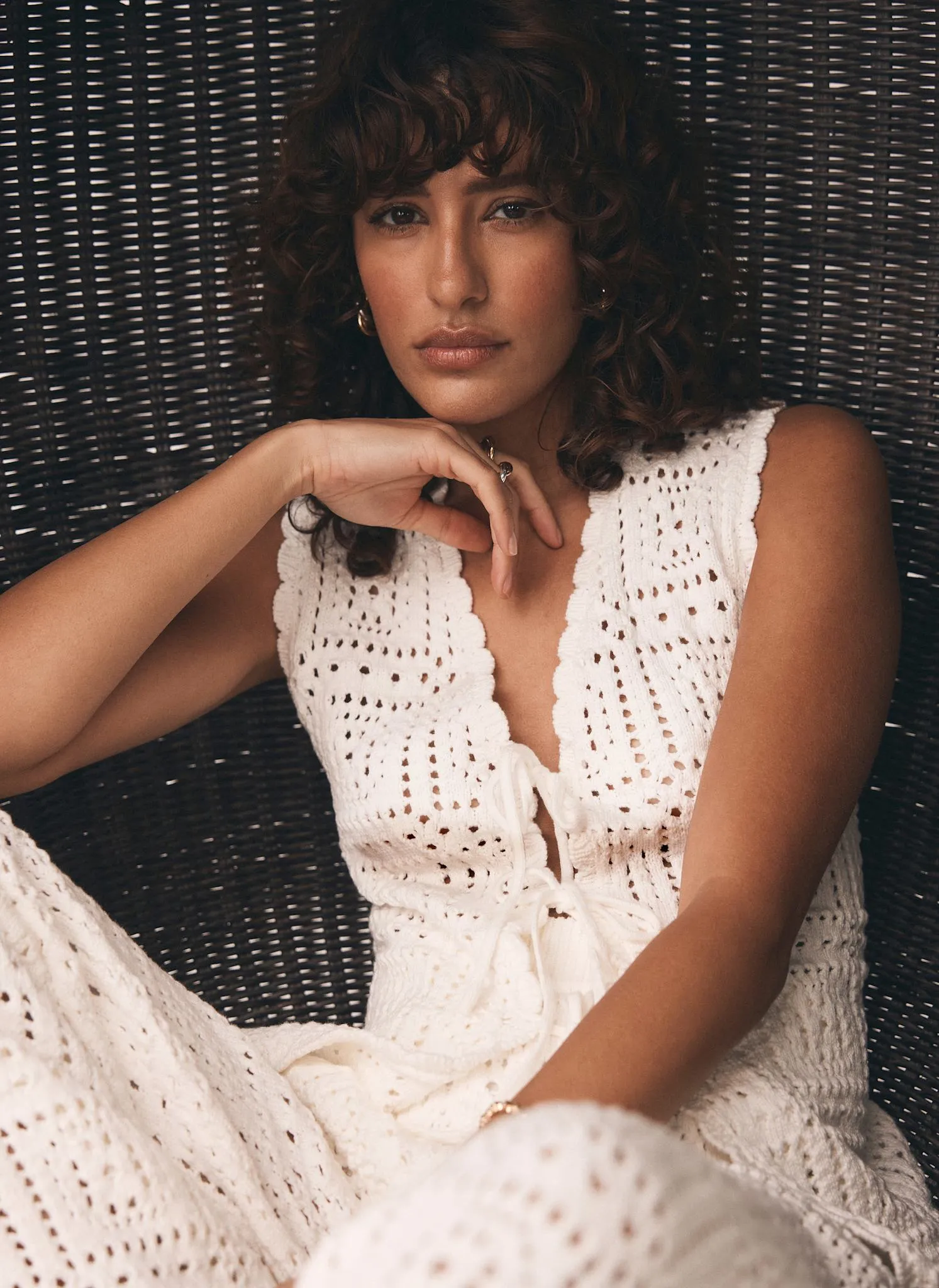 White Crochet Tie Waistcoat sold by Mint Velvet product image thumbnail 3