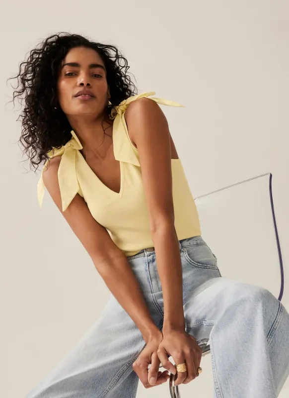 Yellow Bow Detail Vest Top sold by Mint Velvet