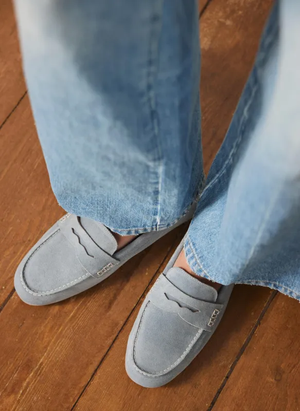 Bethany Blue Suede Loafers sold by Mint Velvet