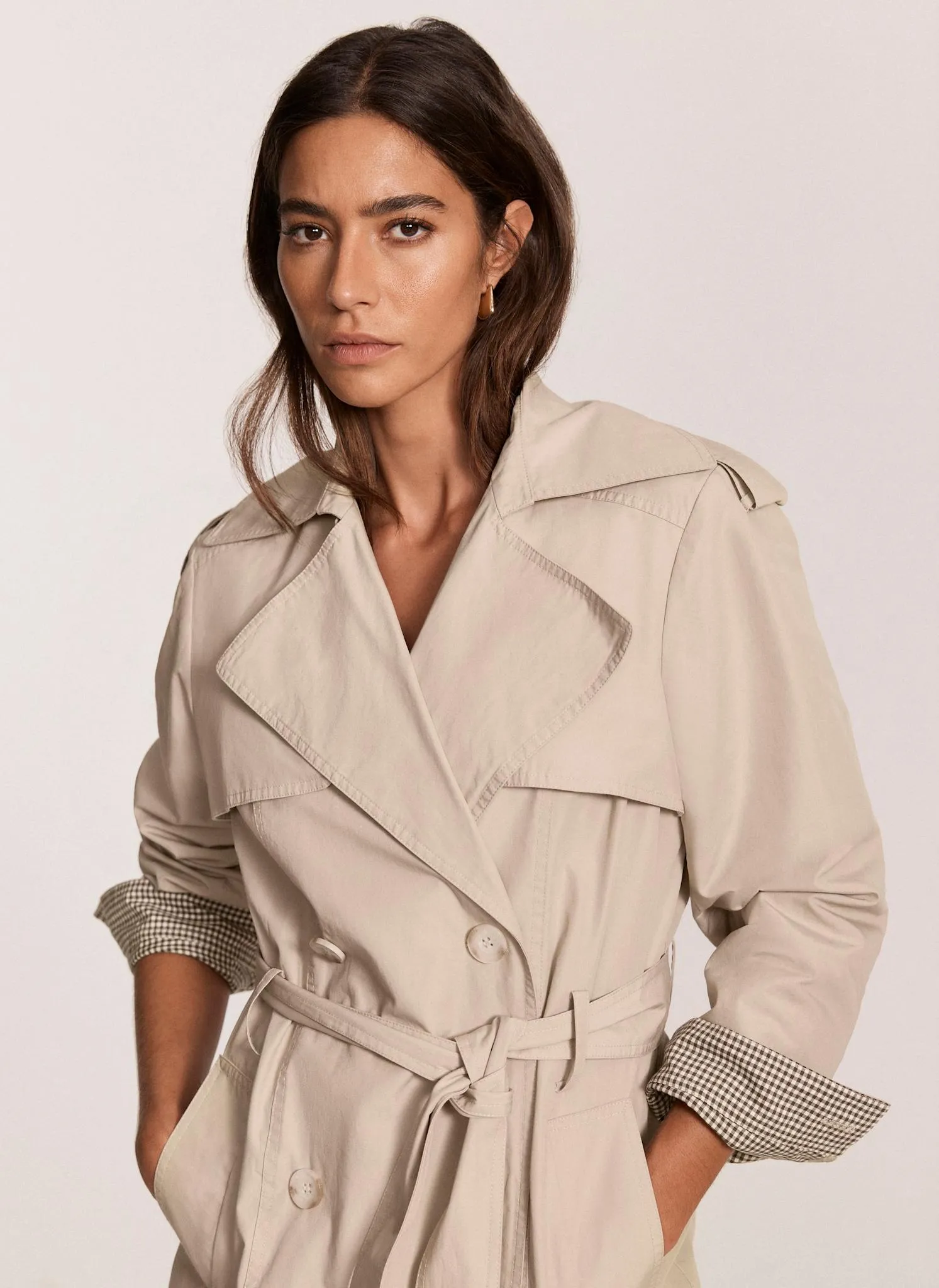 Neutral Double Breasted Trench Coat sold by Mint Velvet product image thumbnail 3
