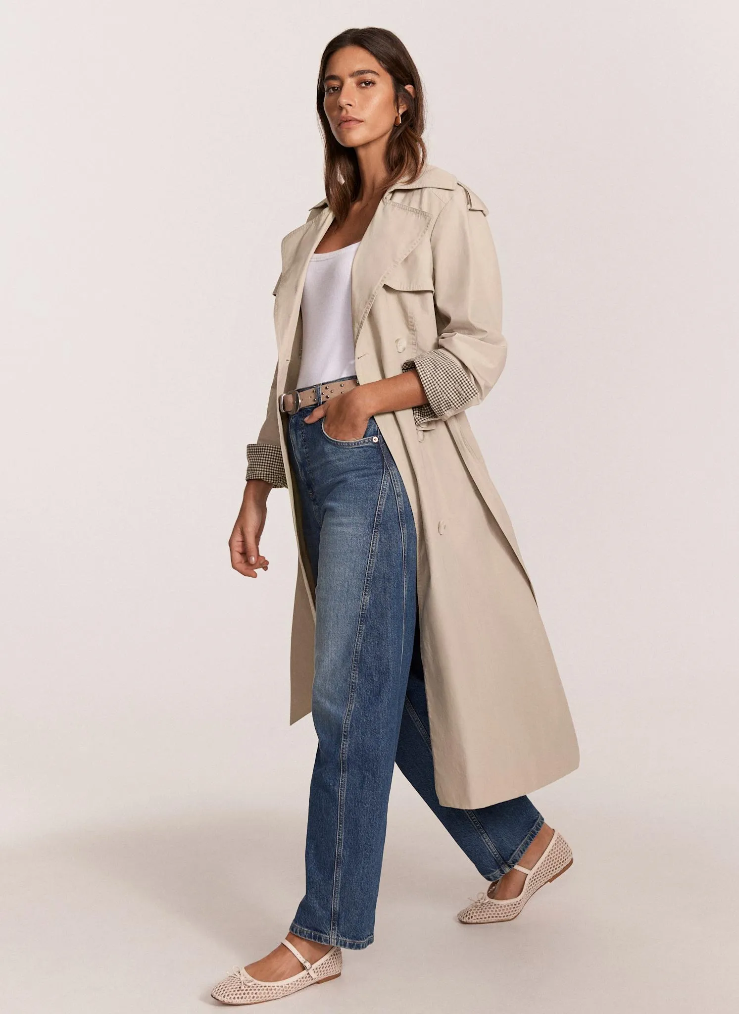 Neutral Double Breasted Trench Coat sold by Mint Velvet product image thumbnail 4