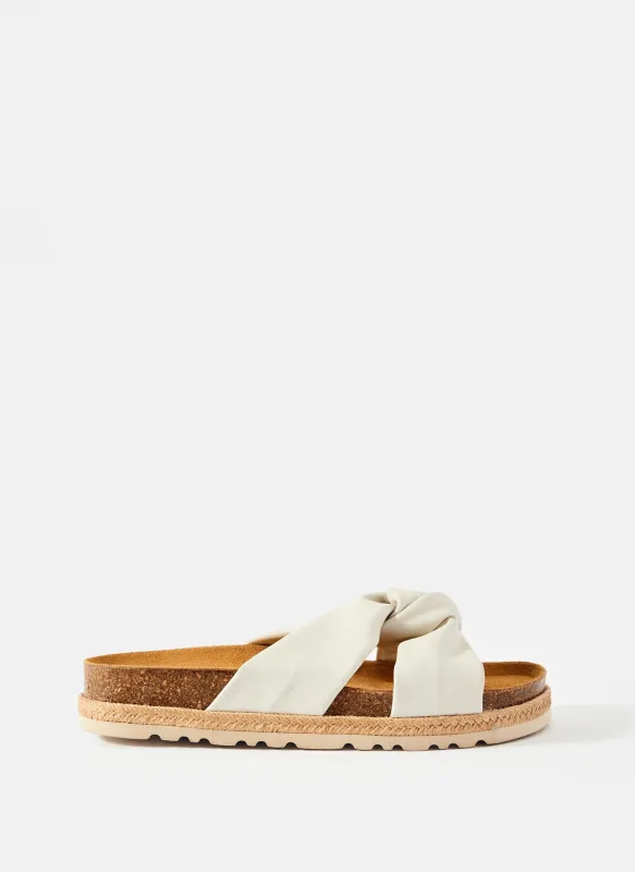 Bryony Neutral Leather Flat Sandals sold by Mint Velvet