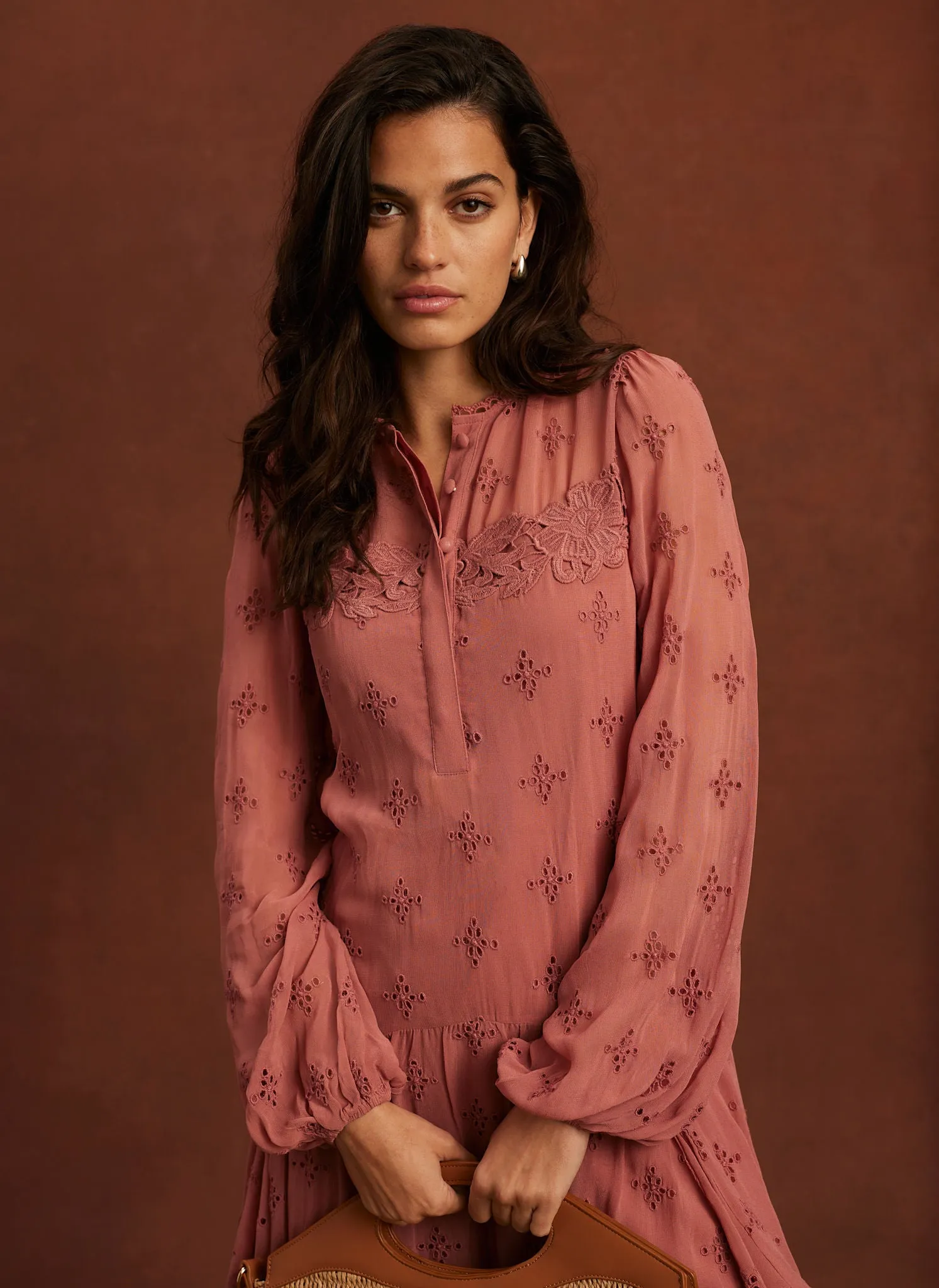 Pink Broderie Mini Dress sold by Mint Velvet product image thumbnail 3