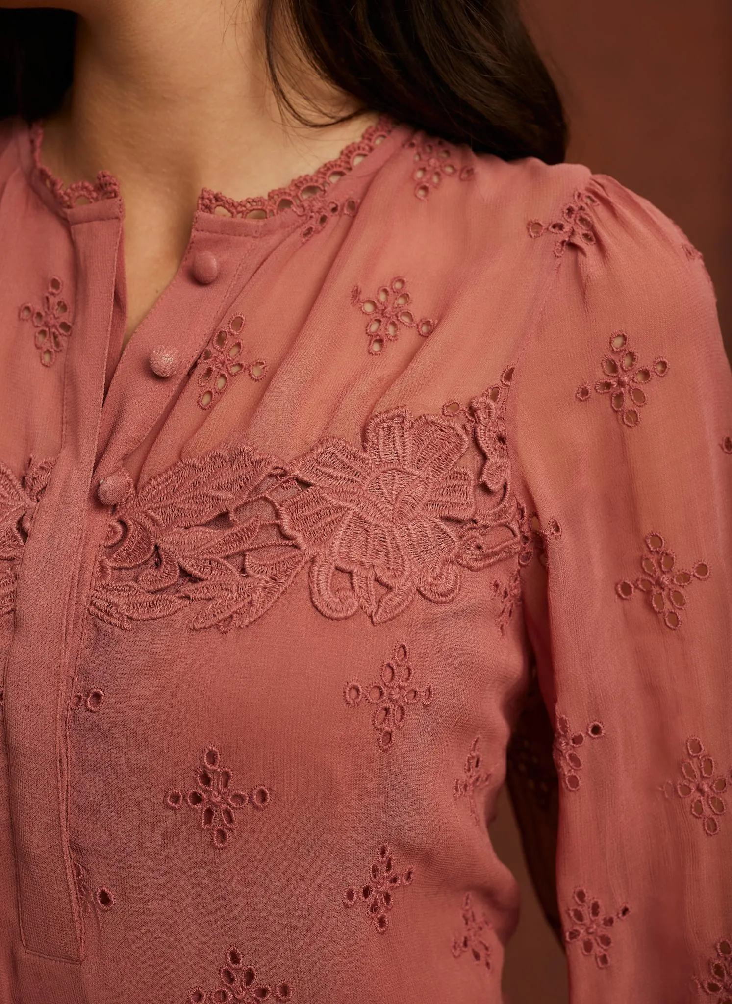 Pink Broderie Mini Dress sold by Mint Velvet product image thumbnail 4