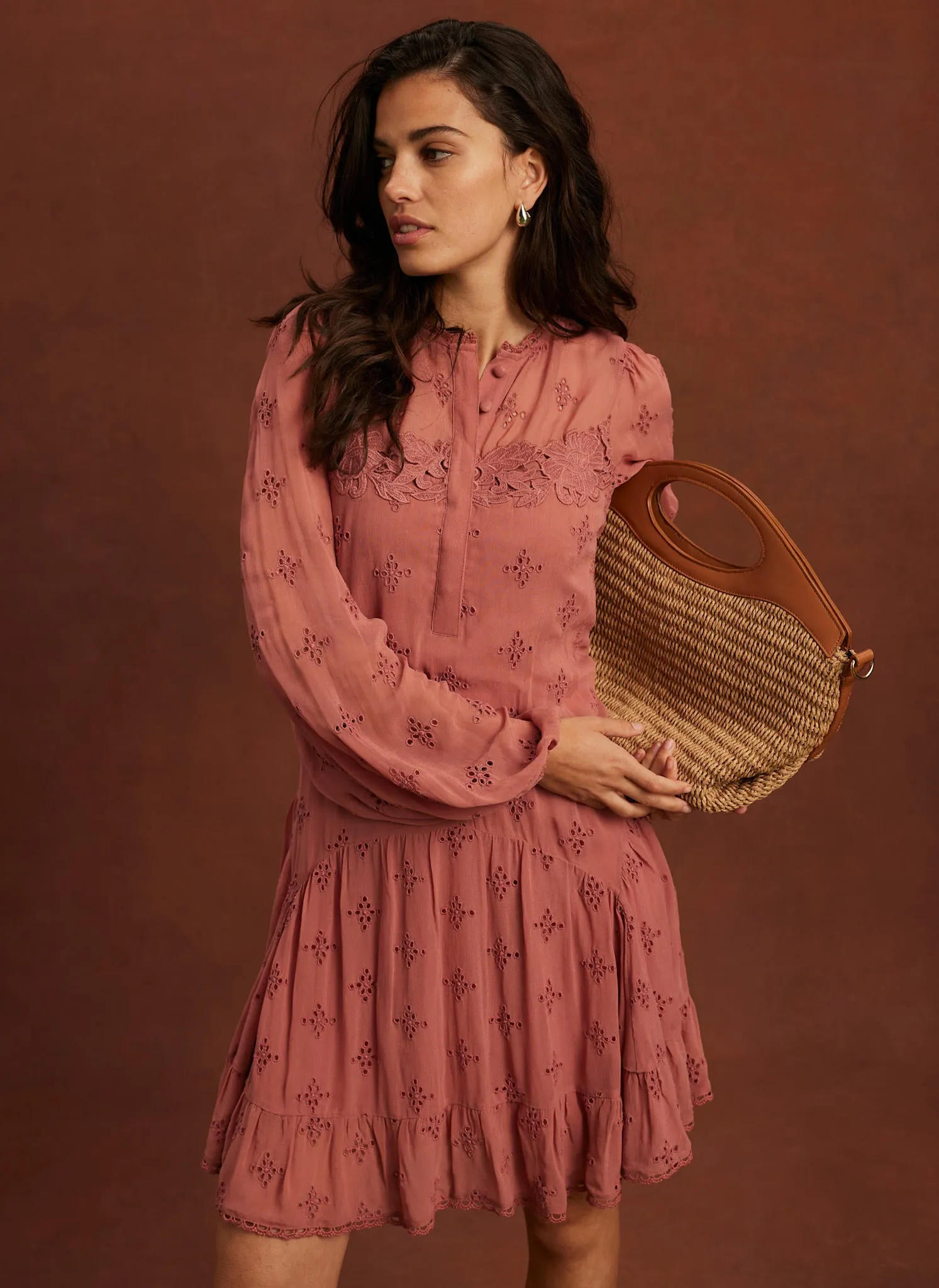 Pink Broderie Mini Dress sold by Mint Velvet product image thumbnail 2