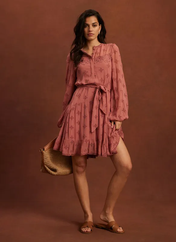 Pink Broderie Mini Dress made by Mint Velvet