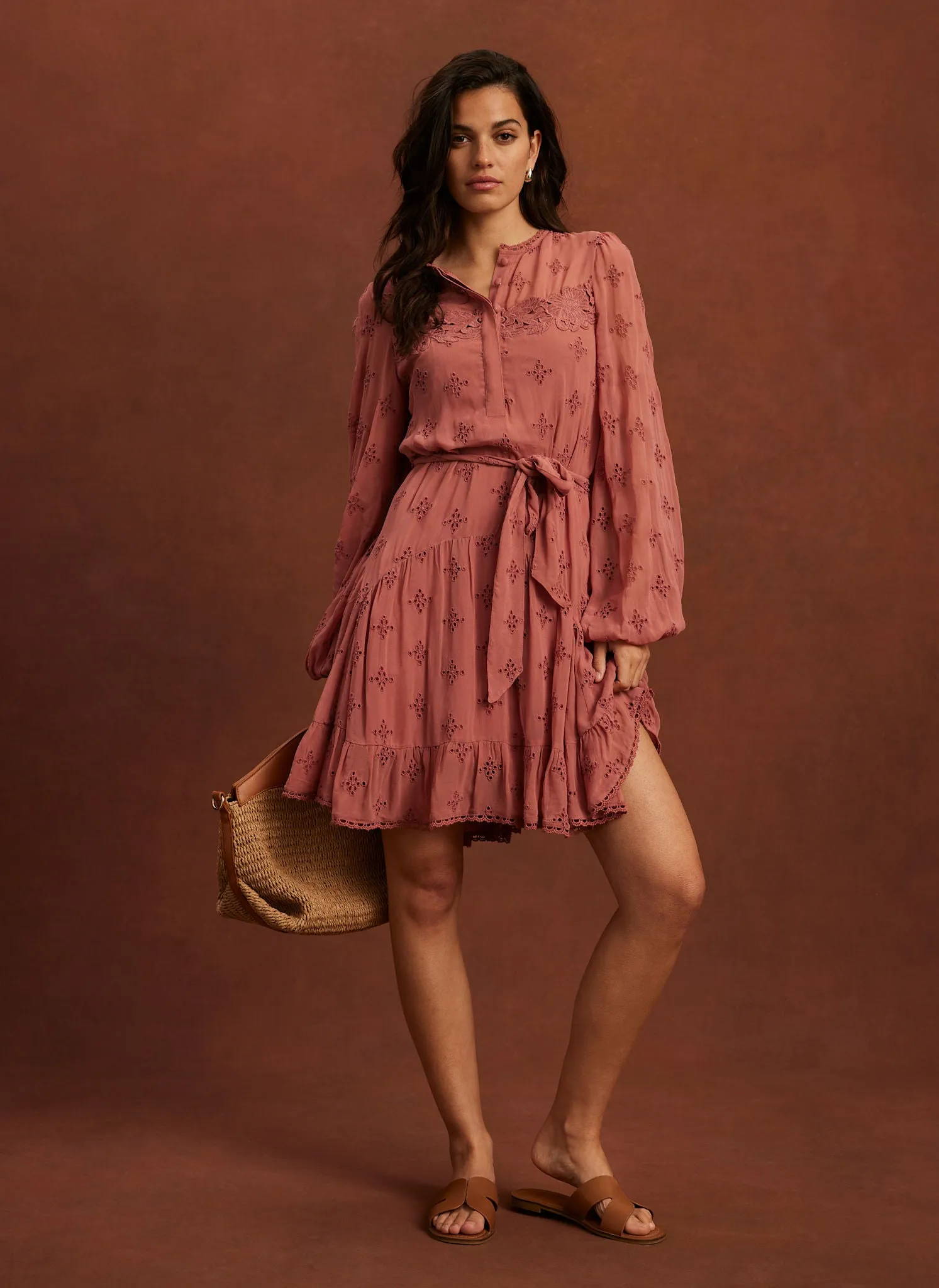 Pink Broderie Mini Dress sold by Mint Velvet