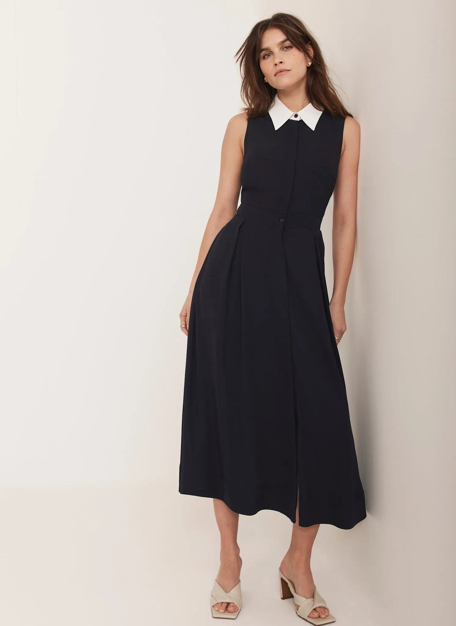 Navy Contrast Collar Midi Dress sold by Mint Velvet product image thumbnail 2