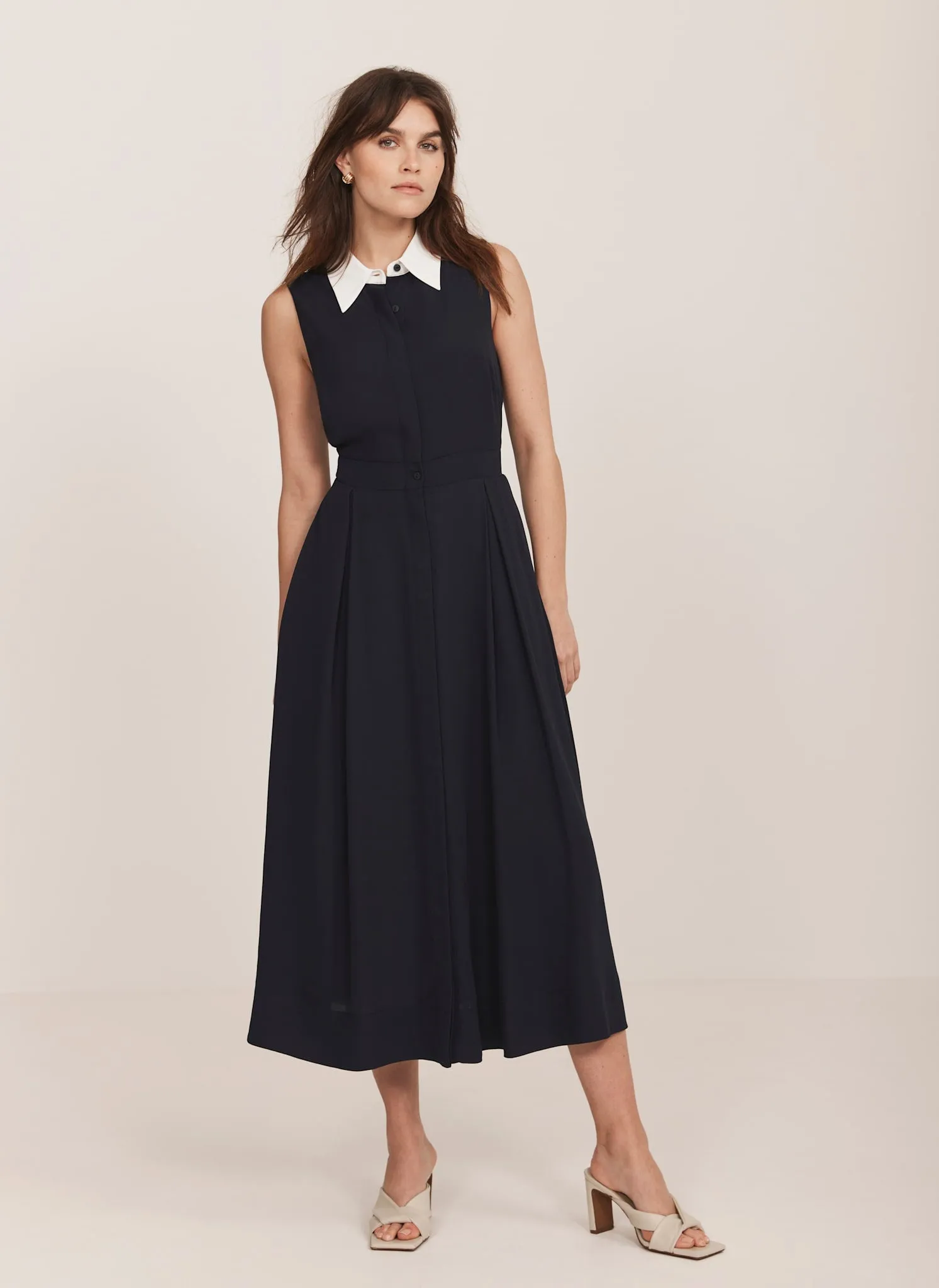 Navy Contrast Collar Midi Dress sold by Mint Velvet product image thumbnail 5