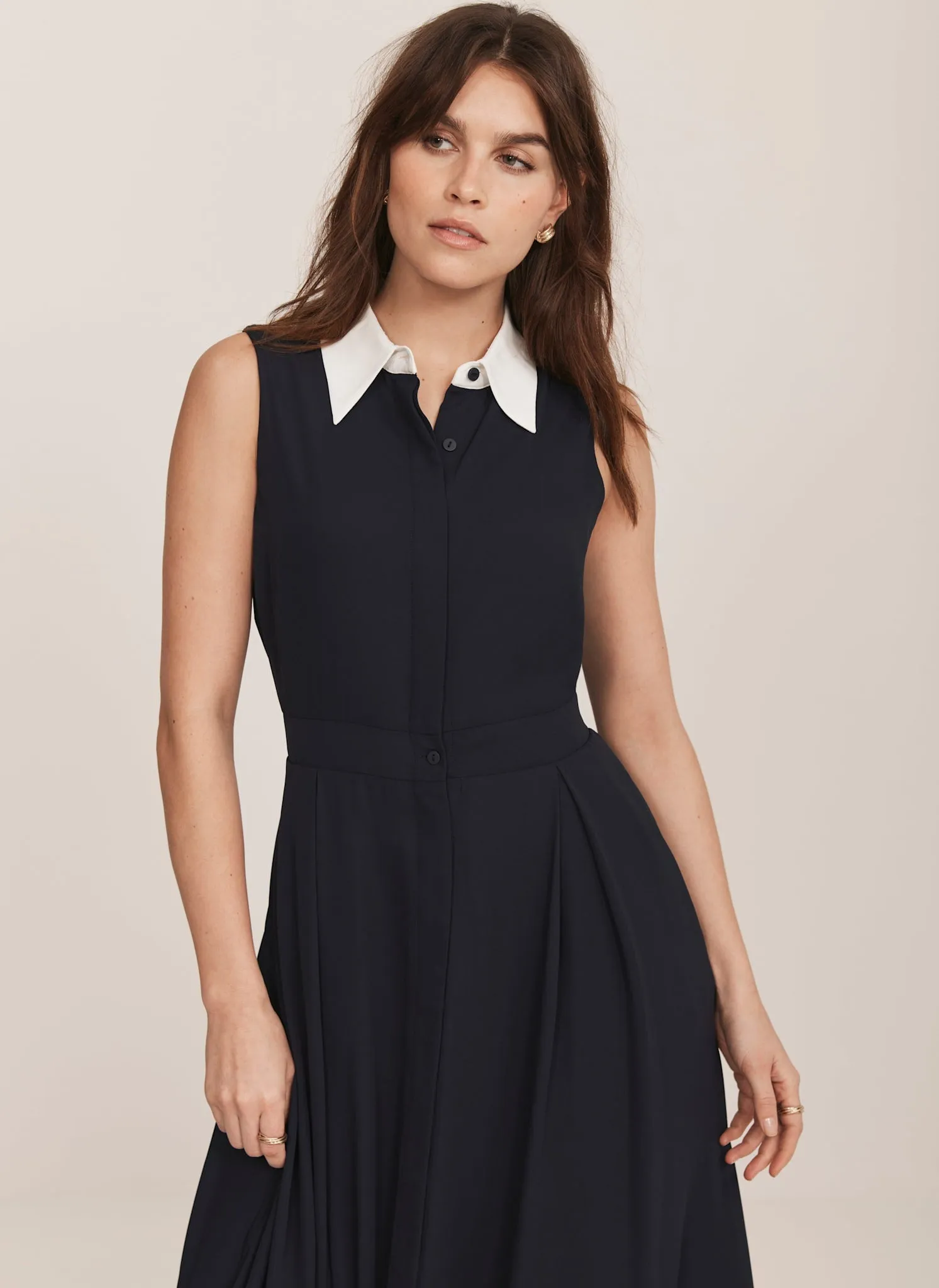 Navy Contrast Collar Midi Dress sold by Mint Velvet product image thumbnail 4